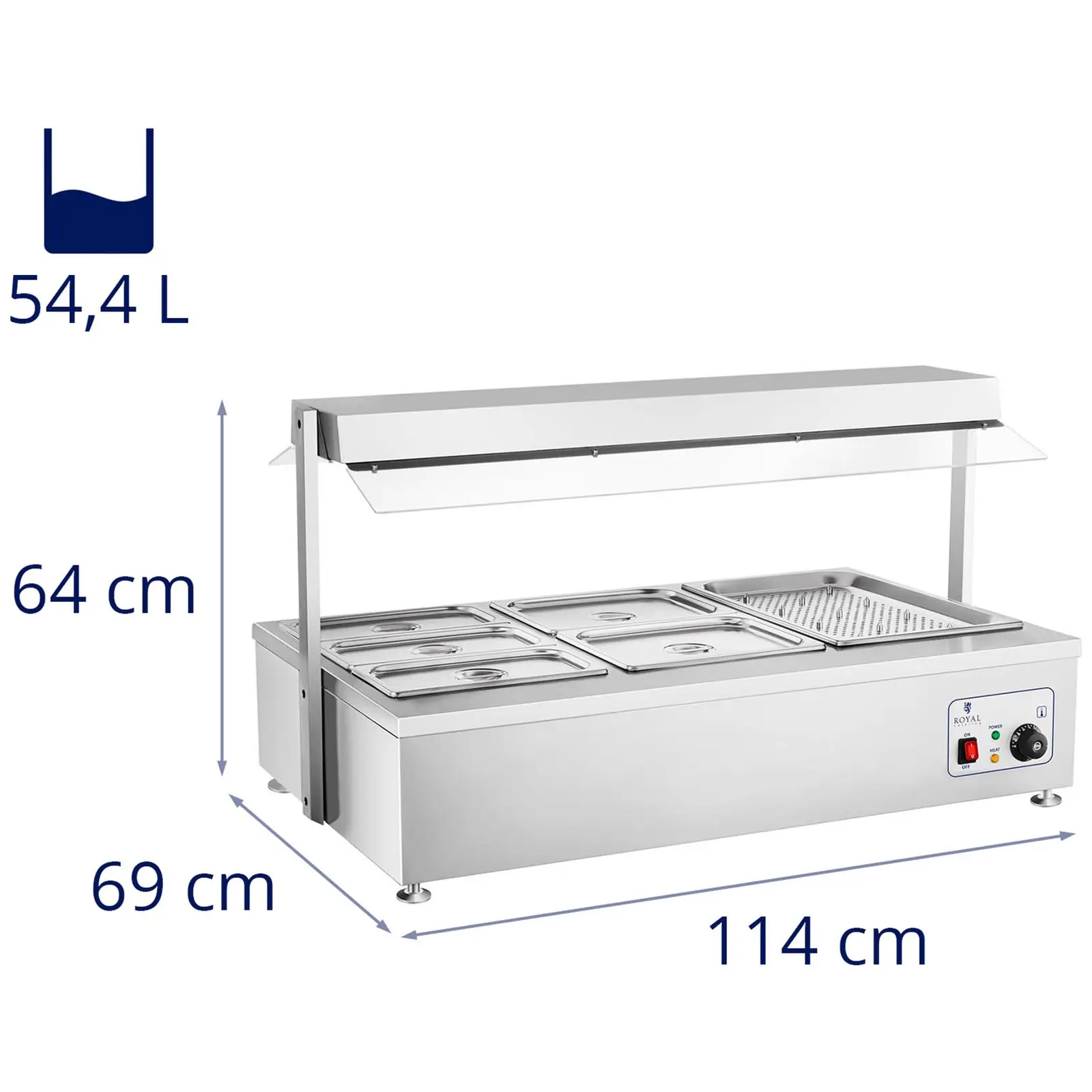 Bain Marie - 6 GN - s nástavbou na maso (Materiál: Ušlechtilá ocel)