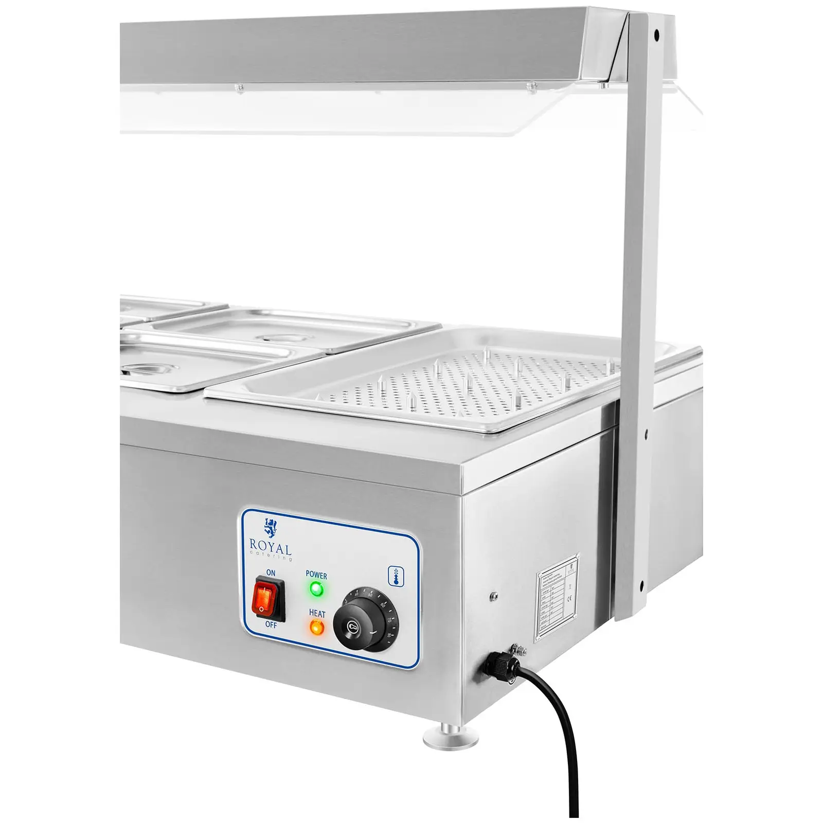 Bain Marie - 6 GN - s nástavbou na maso a výpustným kohoutem (Krycí sklo: Ano)