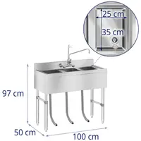 Commercial Sink – 3 Compartment – 100 x 50 x 97 cm