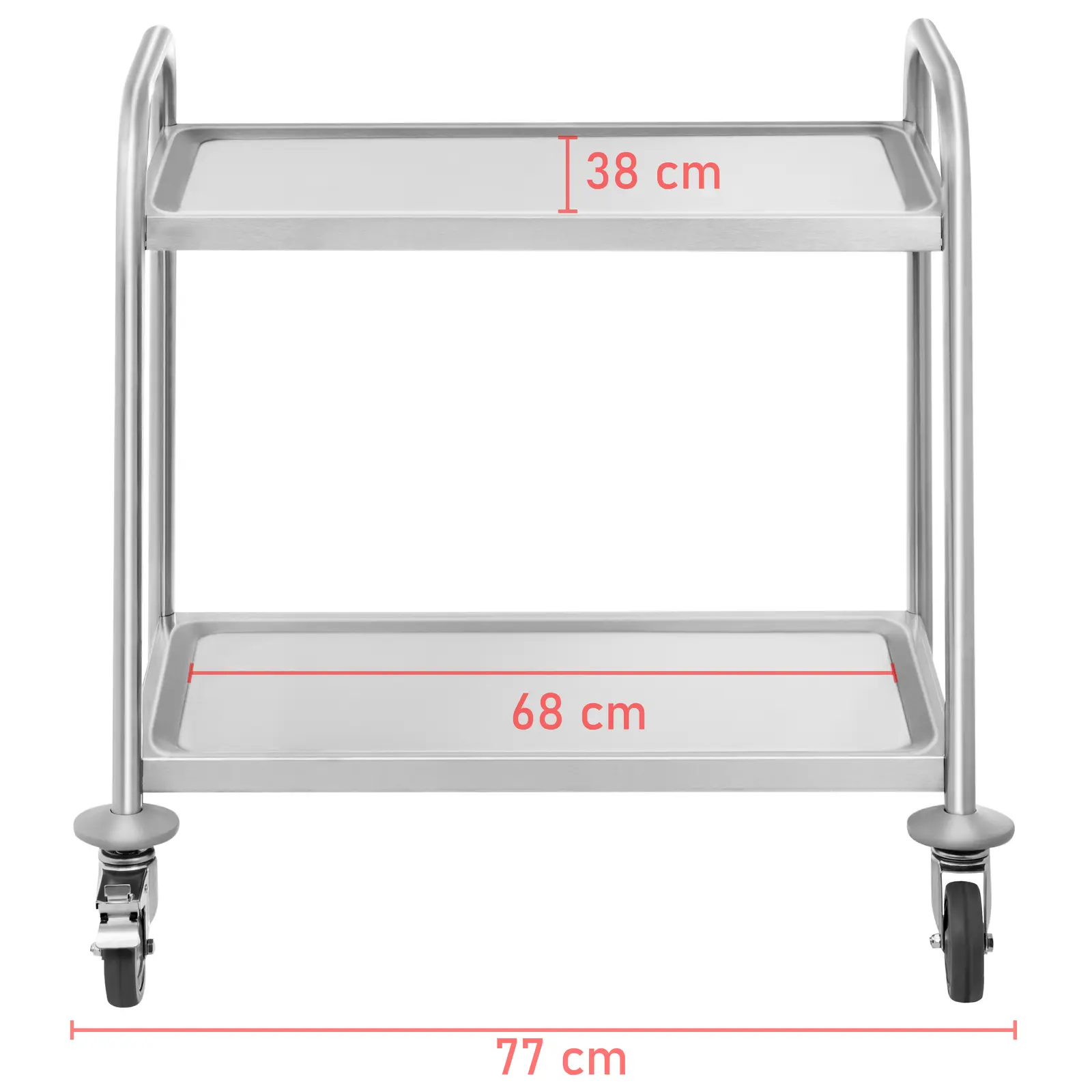Chariot de service - 2 étagères - 150 kg max. (Épaisseur de paroi du cadre: 0.6 mm)