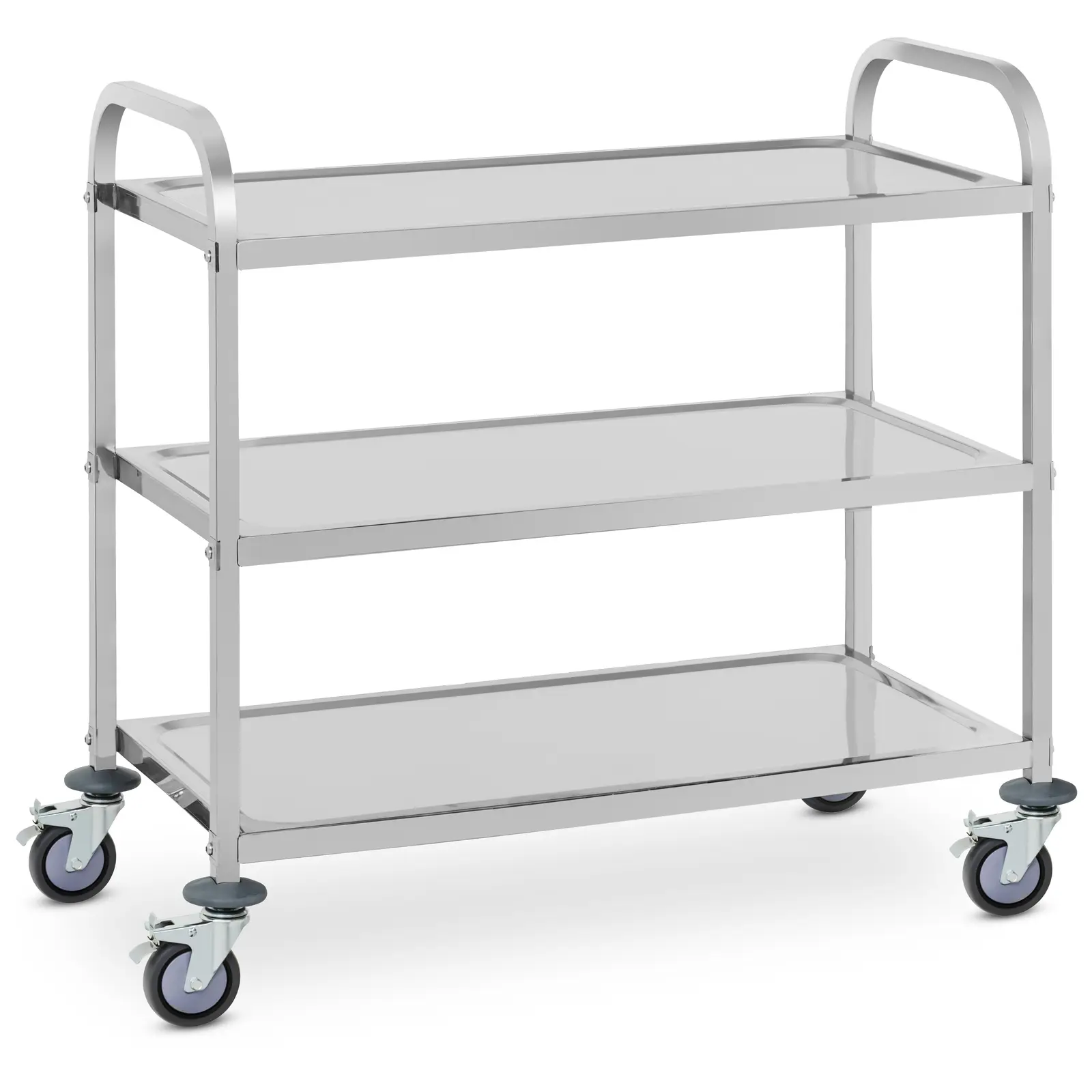 Tarjoiluvaunu - ruostumaton teräs - 3 tasoa - tasot: 90 x 50 cm - 500 kg - Royal Catering
