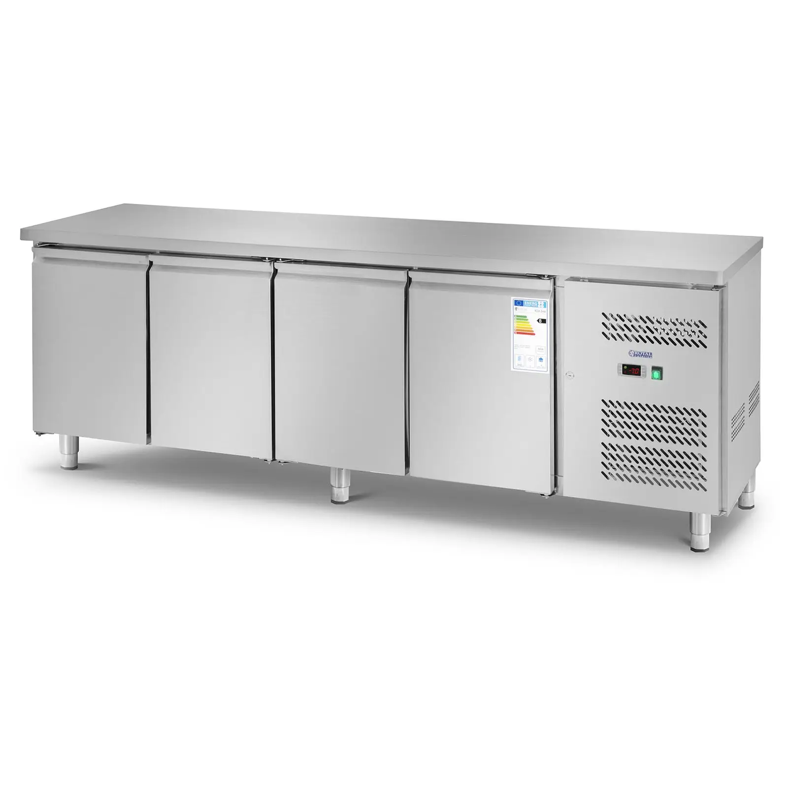 Frigider de Tejghea - 450 L - 4 rafturi - 227 x 64 cm - Clasa B - Oțel inoxidabil - Royal Catering