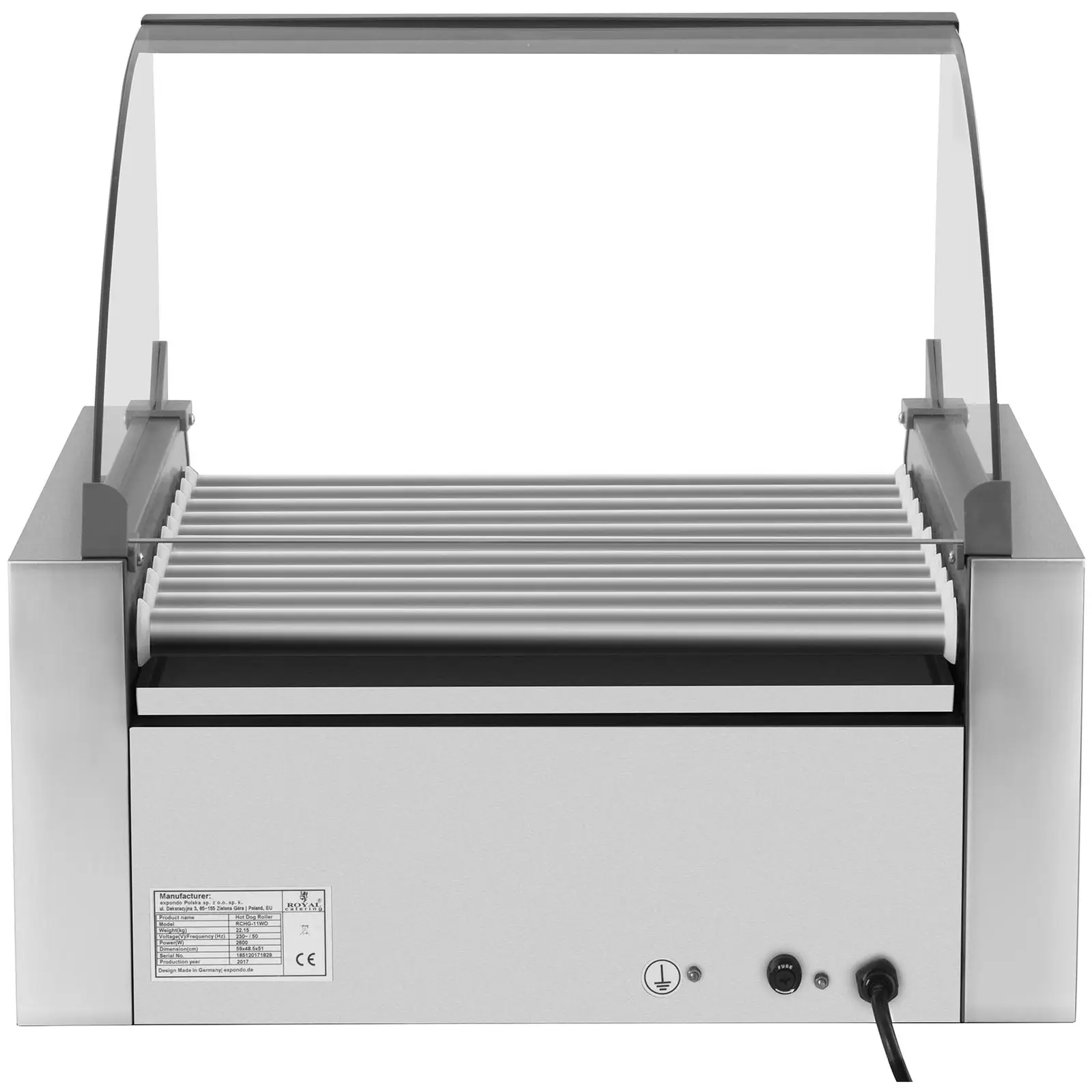 Hotdog Grill - 11 rollers - Warming drawers - Stainless steel