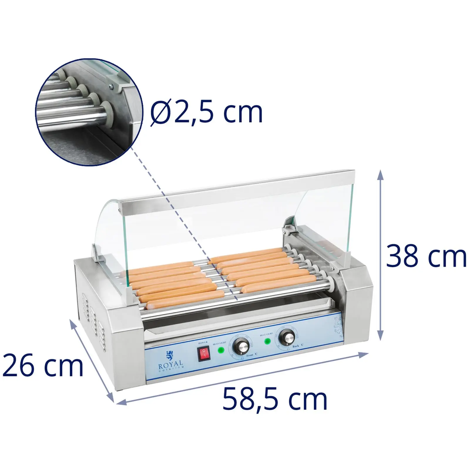 Hot Dog Grill - 7 Rollen - Edelstahl