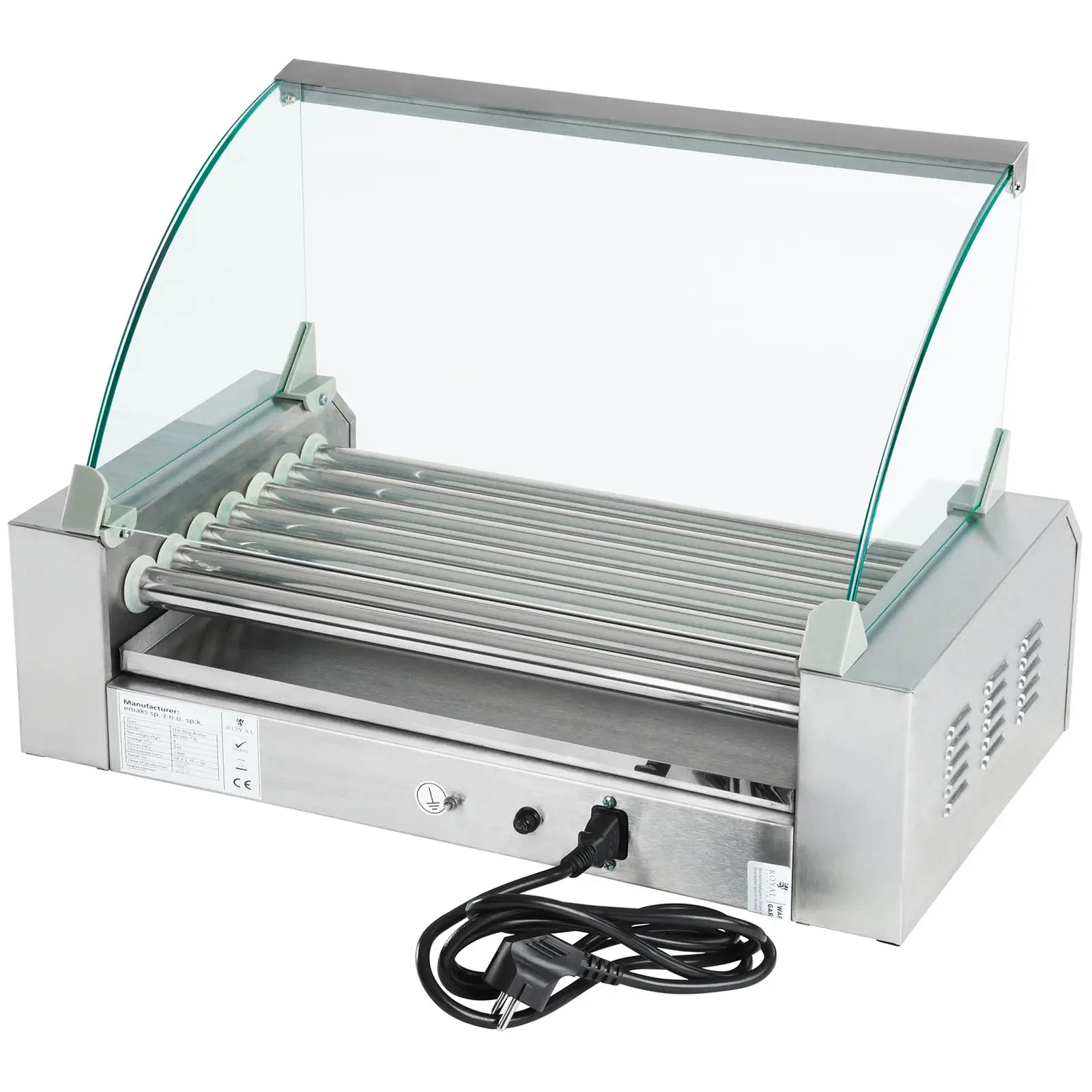 Hot Dog Grill - 7 Rollen - Edelstahl (Glasabdeckung: Ja)
