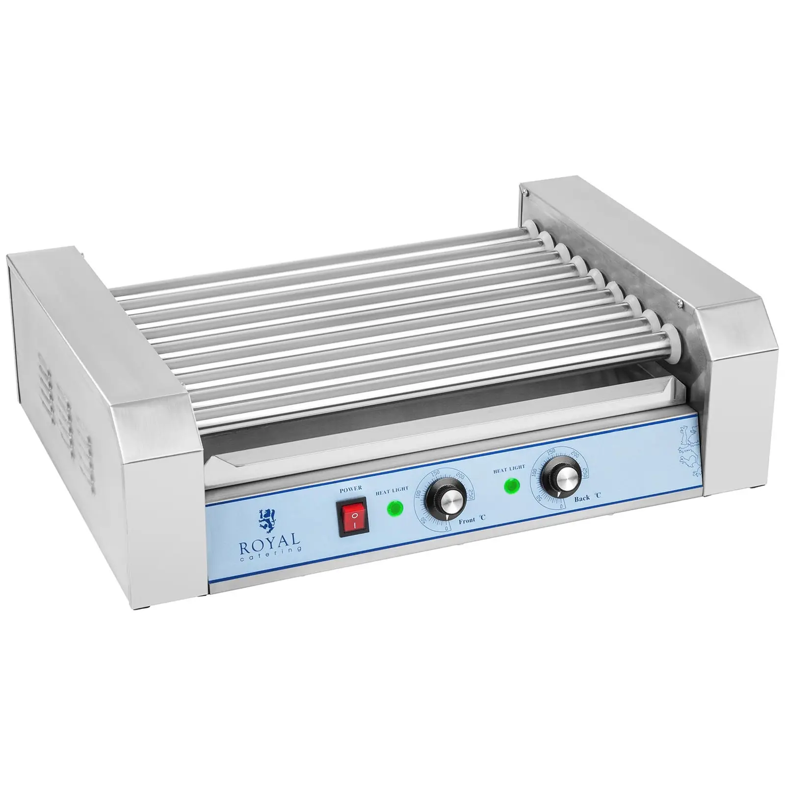 Pølsegrill - 9 ruller - rustfrit stål (Drypbakke: Ja)
