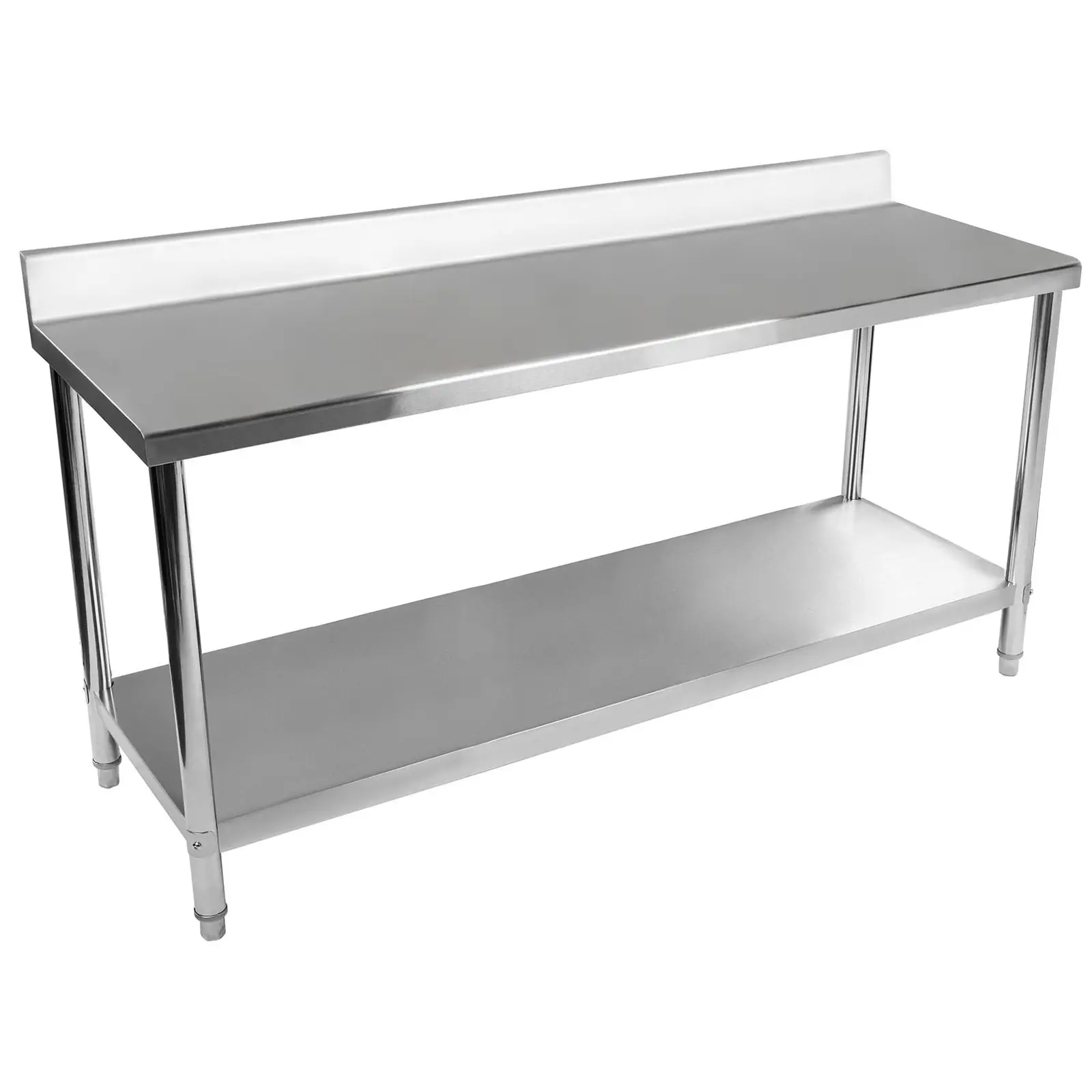 Table de travail inox - 200 x 60 cm - Avec dosseret - Capacité de charge de 195 kg