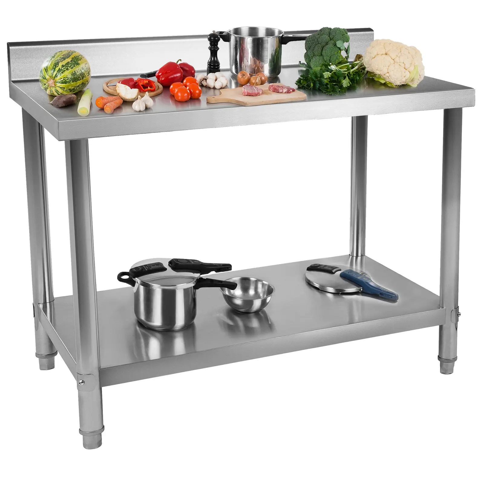 Outlet Stół roboczy ze stali nierdzewnej - ECO - 120 x 60 cm - 400 kg - rant - Royal Catering - Zdjęcie produktu