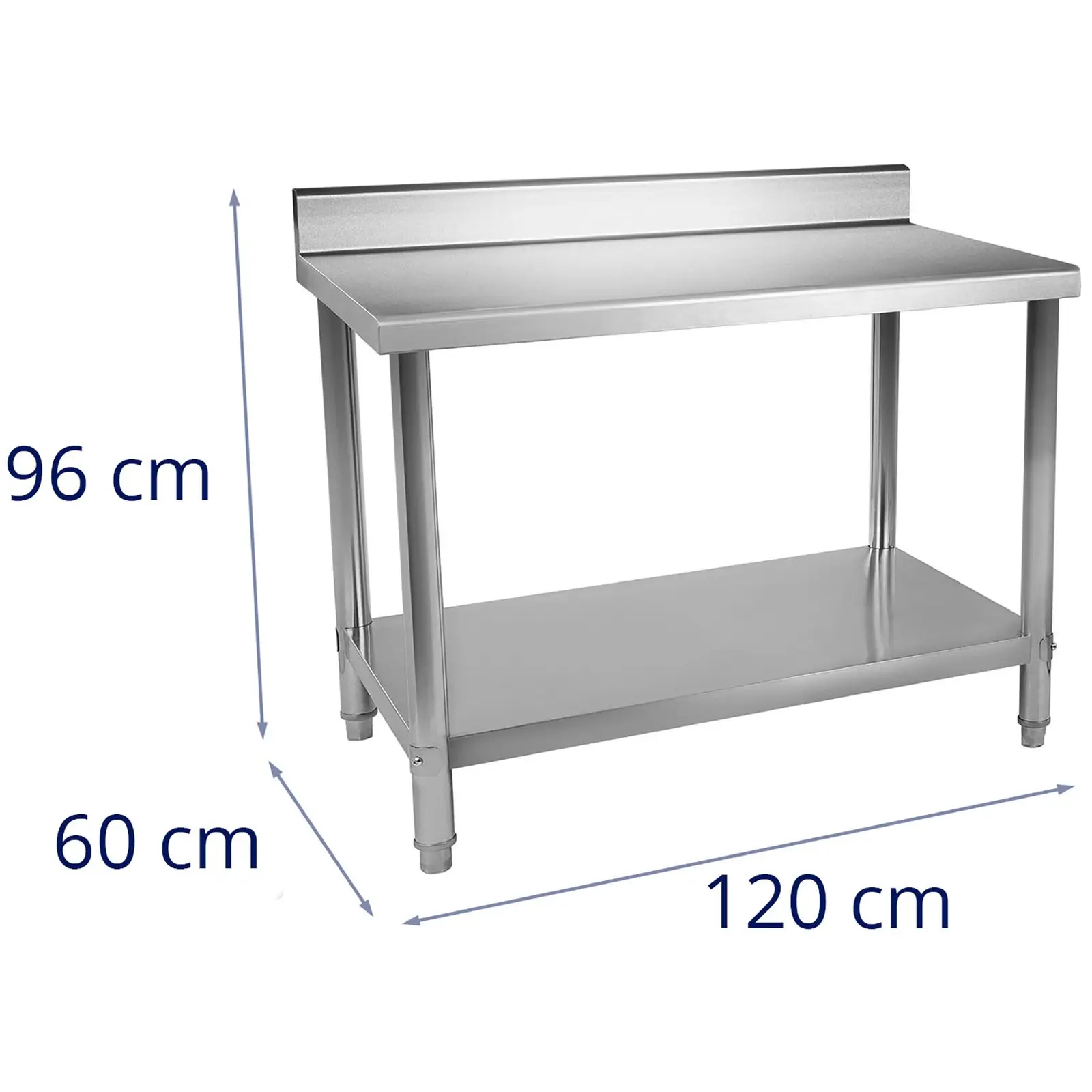 Tavolo inox- 120 x 60 cm - protezione anti-schizzi - 137 kg