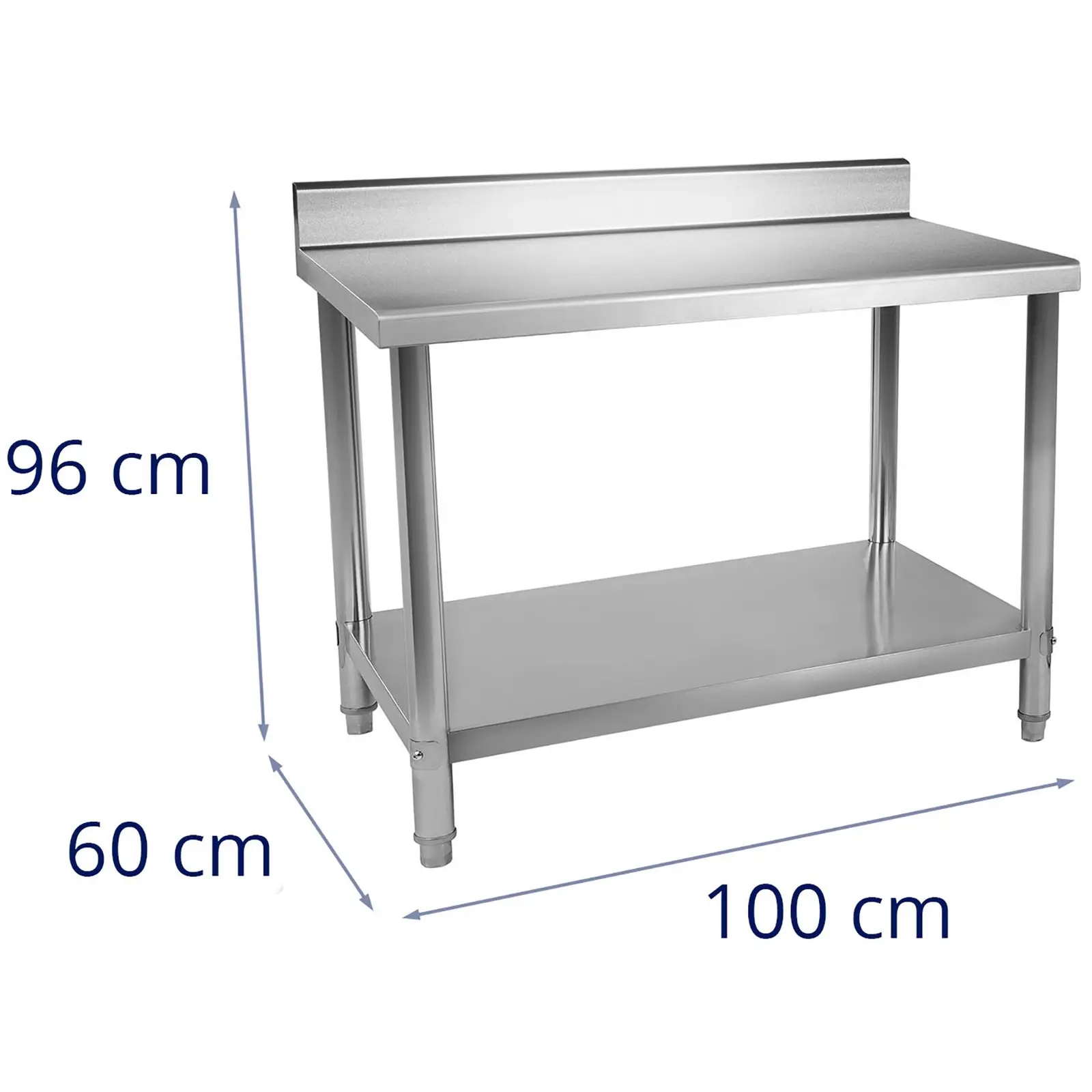 Mesa de trabalho em aço inoxidável - 100 x 60 cm - com rebordo