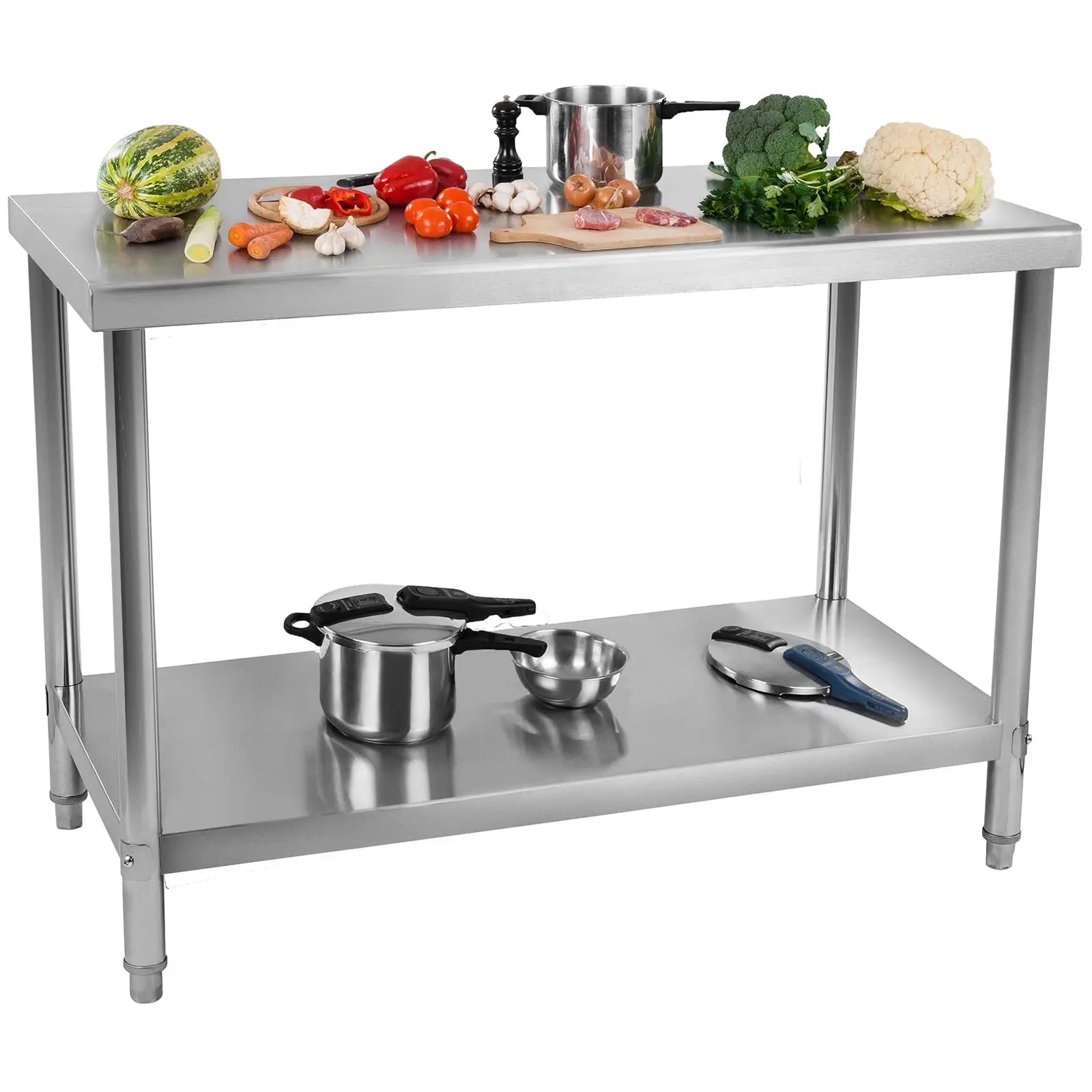 Edelstahl-Arbeitstisch - ECO - 120 x 60 cm - 137 kg - Royal Catering