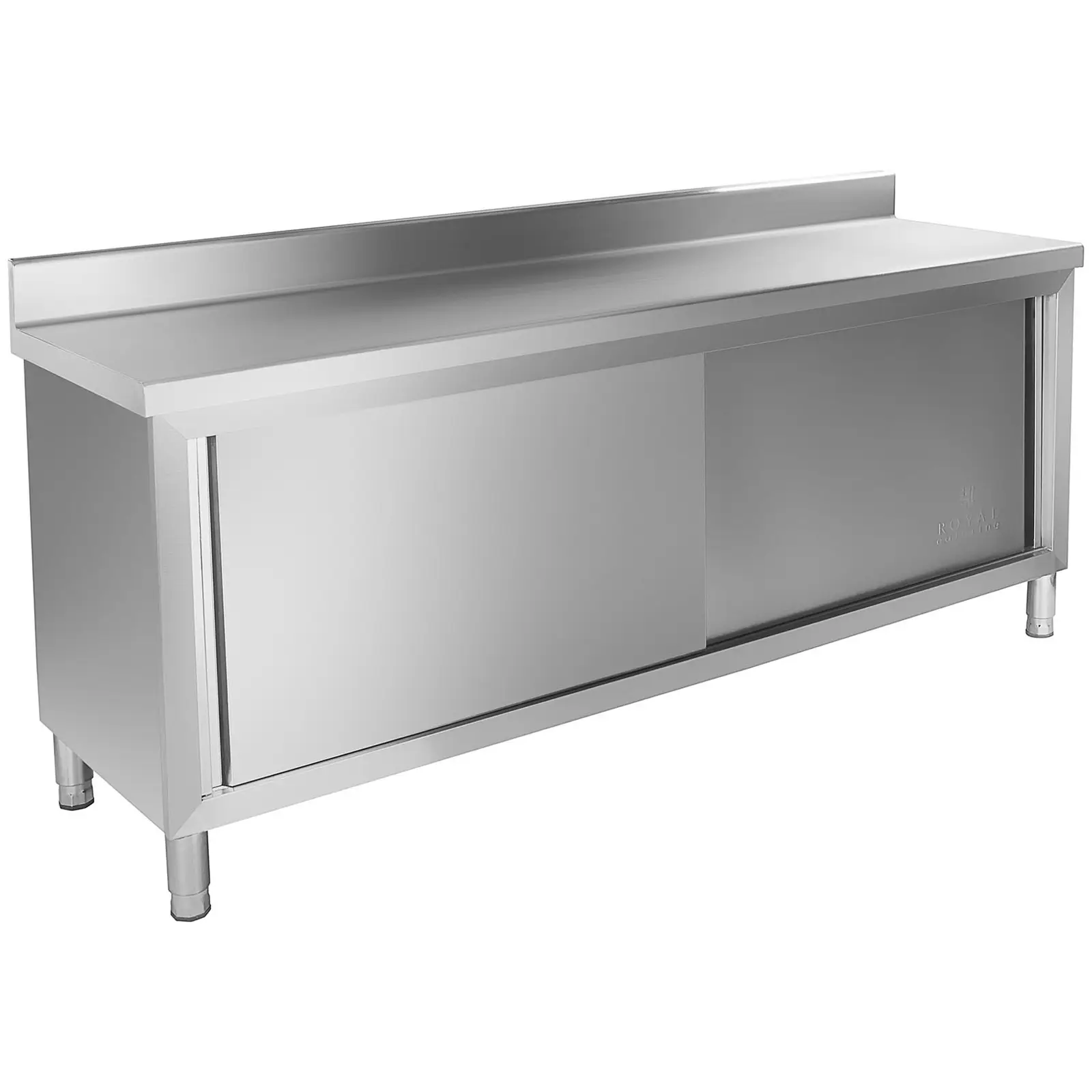 Meuble bas inox - 200 x 60 cm - Avec Dosseret - Capacité de charge de 160 kg