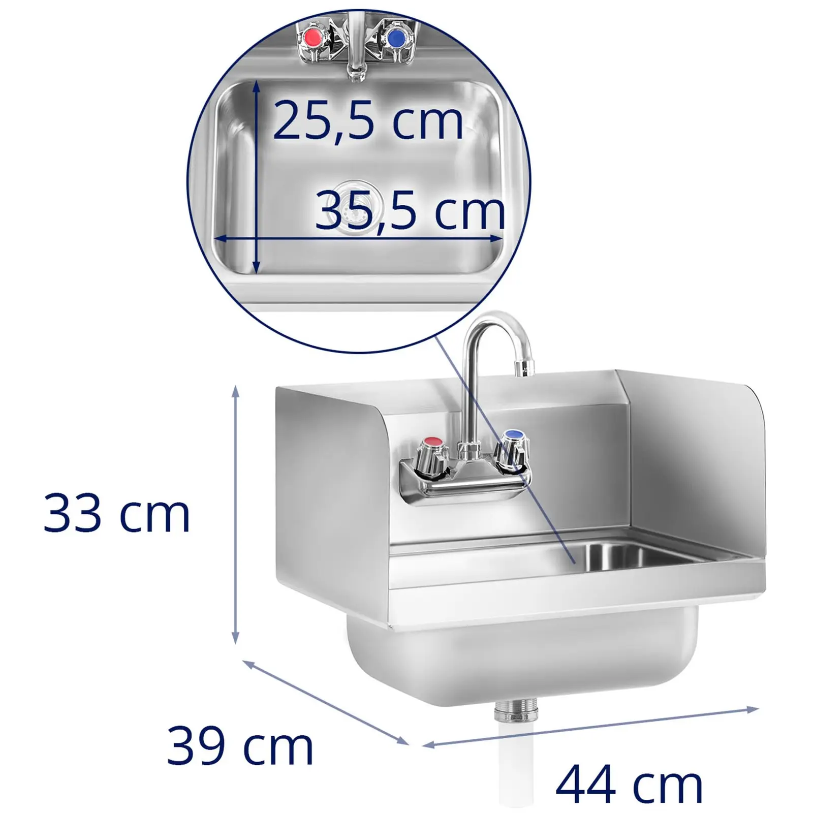 Evier en inox - avec armature (Nombre de bacs: 1)