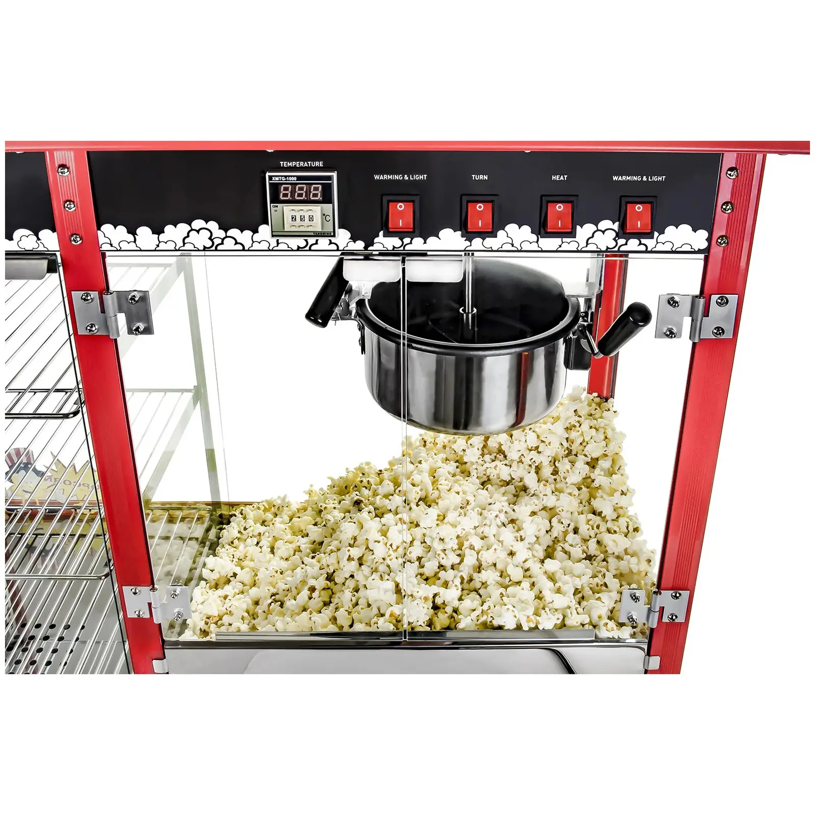 Machine à popcorn avec compartiment chauffant - Rouge