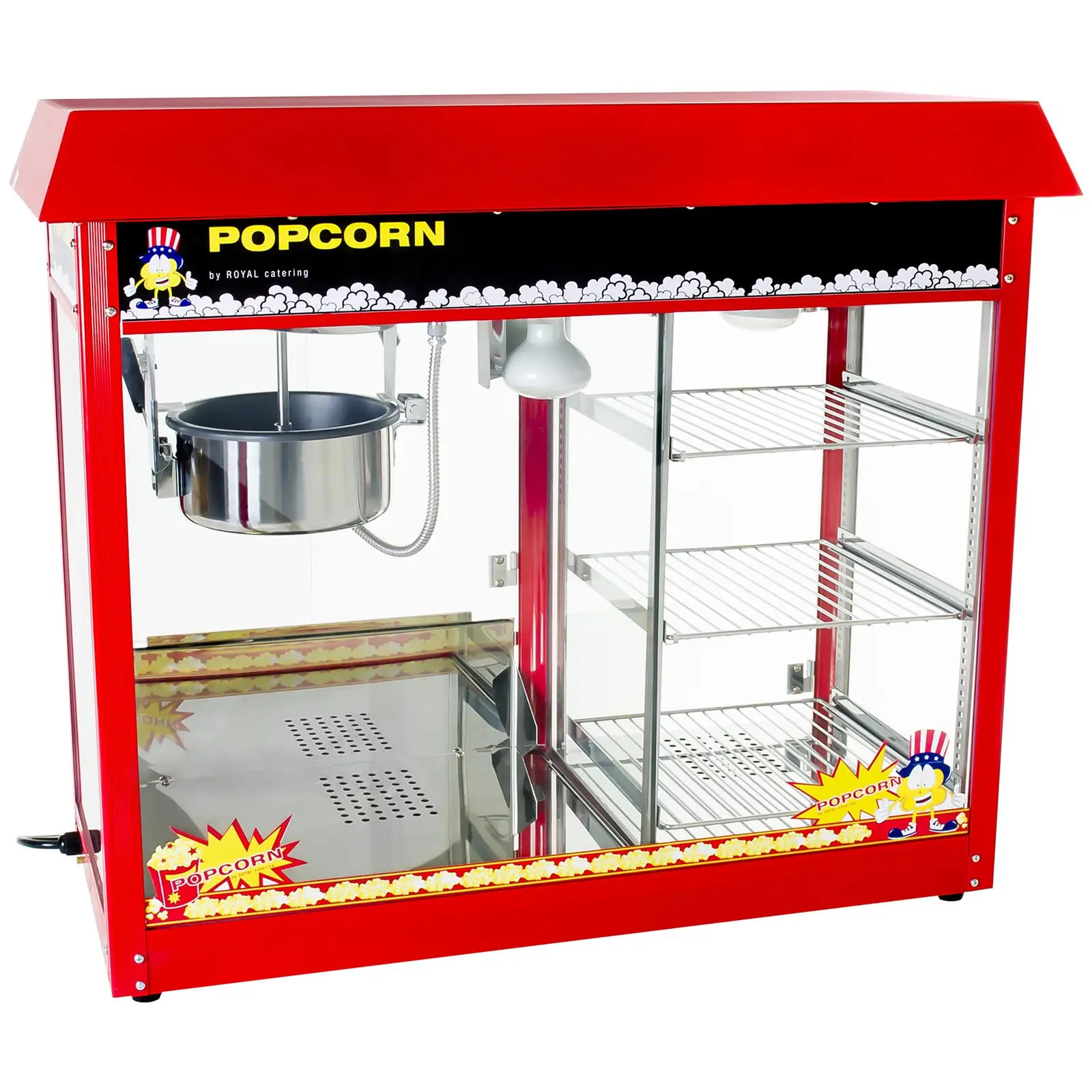 Popcorn machine - heated storage - red