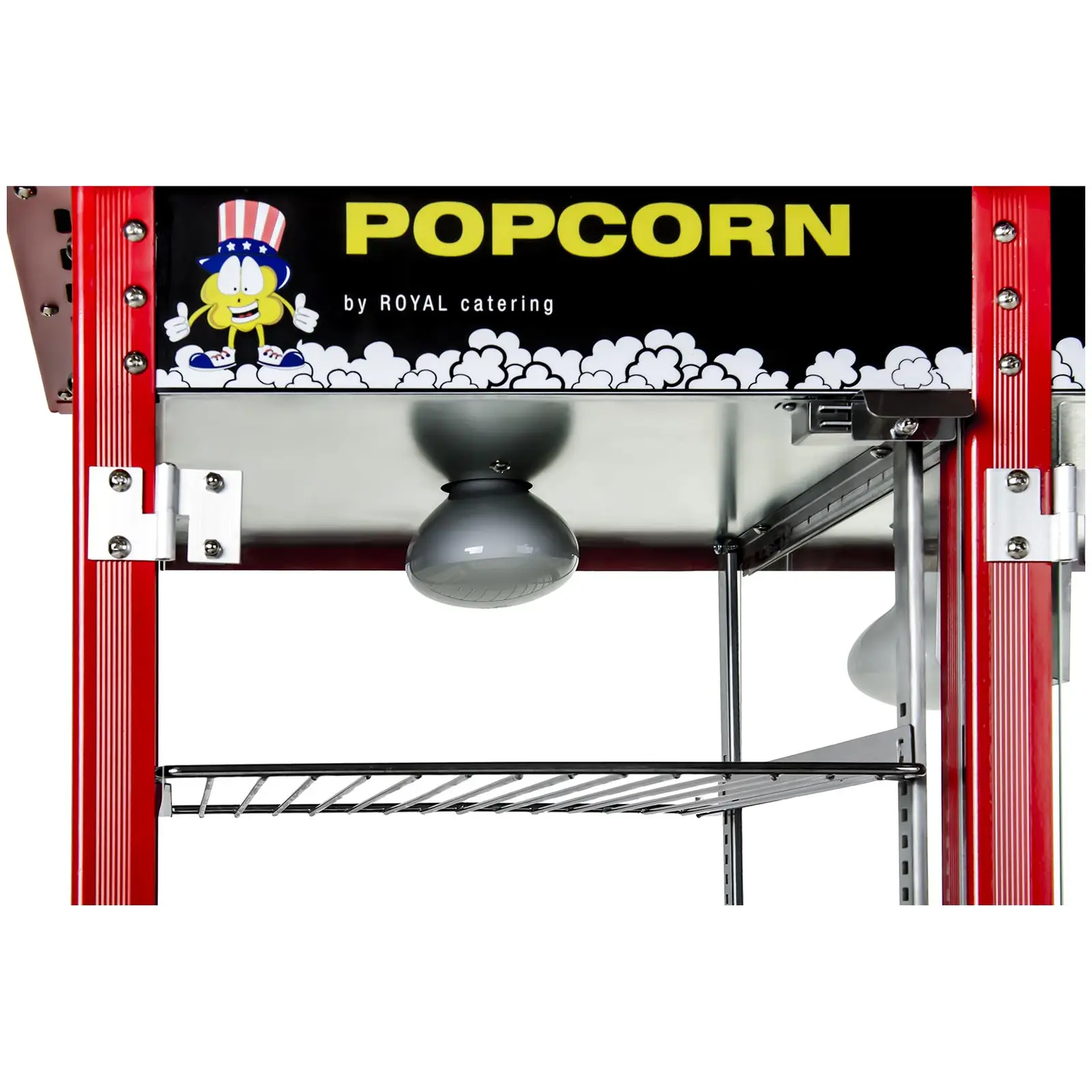 Stroj na popcorn - vyhřívaná výloha - červený (Kapacita komory: 150 l)