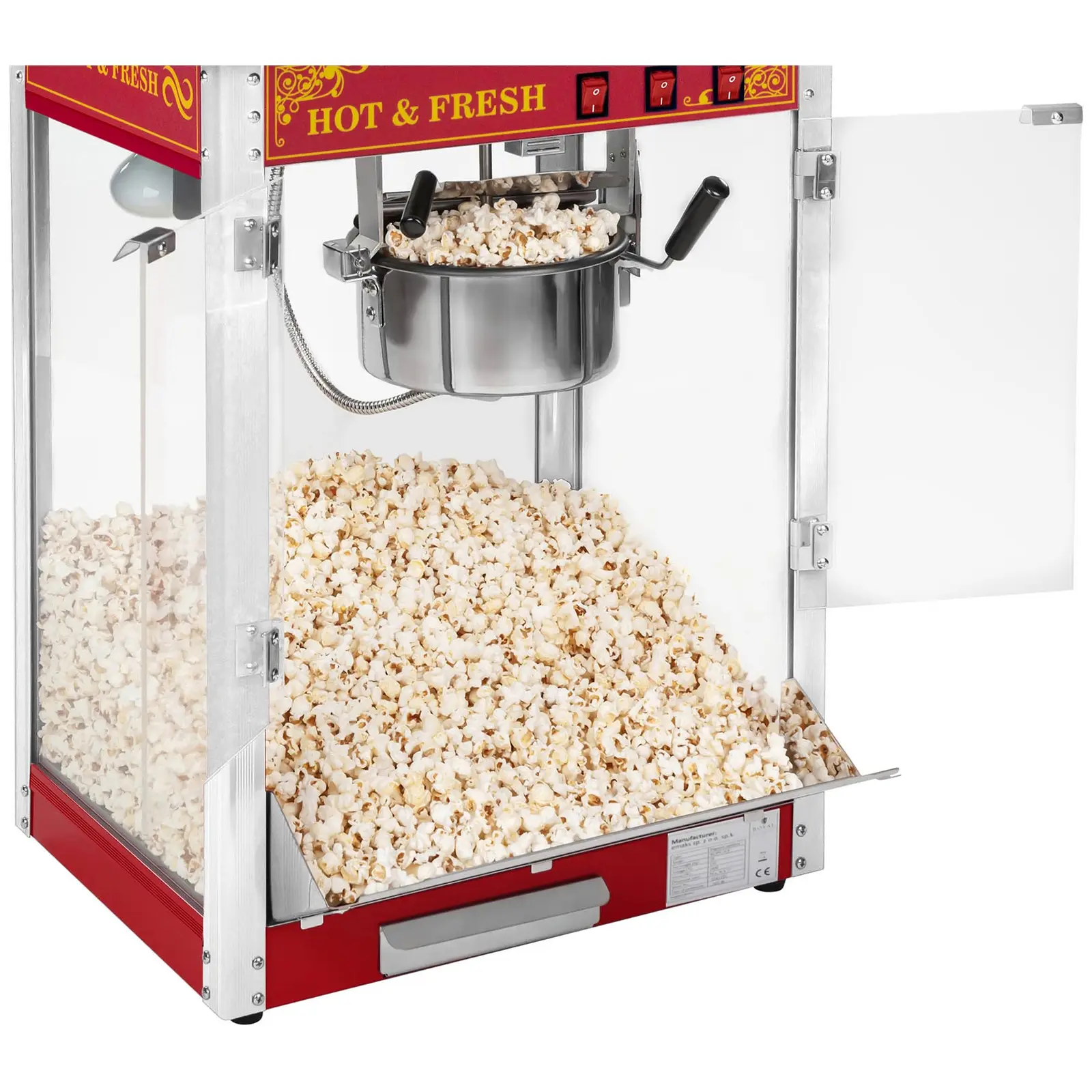 Popcornmaskin med vogn - Retro design - rød