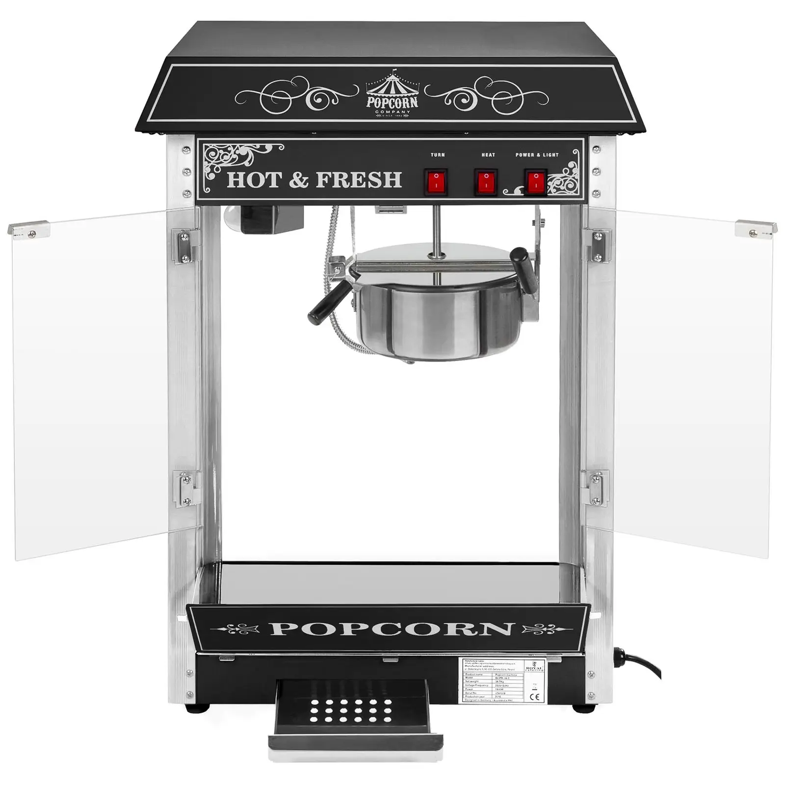 Maszyna do popcornu - czarna - amerykański design