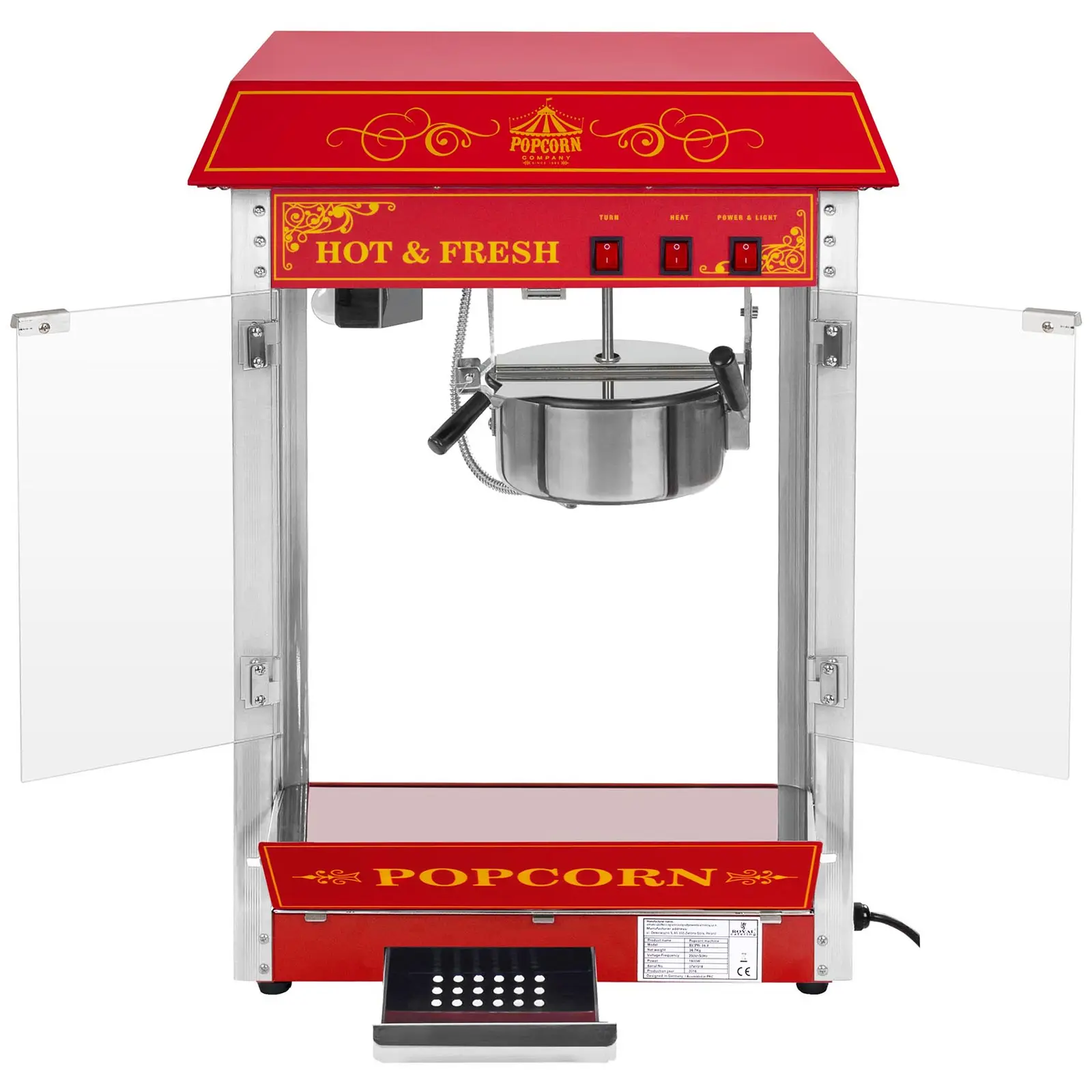 Machine à popcorn - Design rétro - rouge (Lumière: Oui)