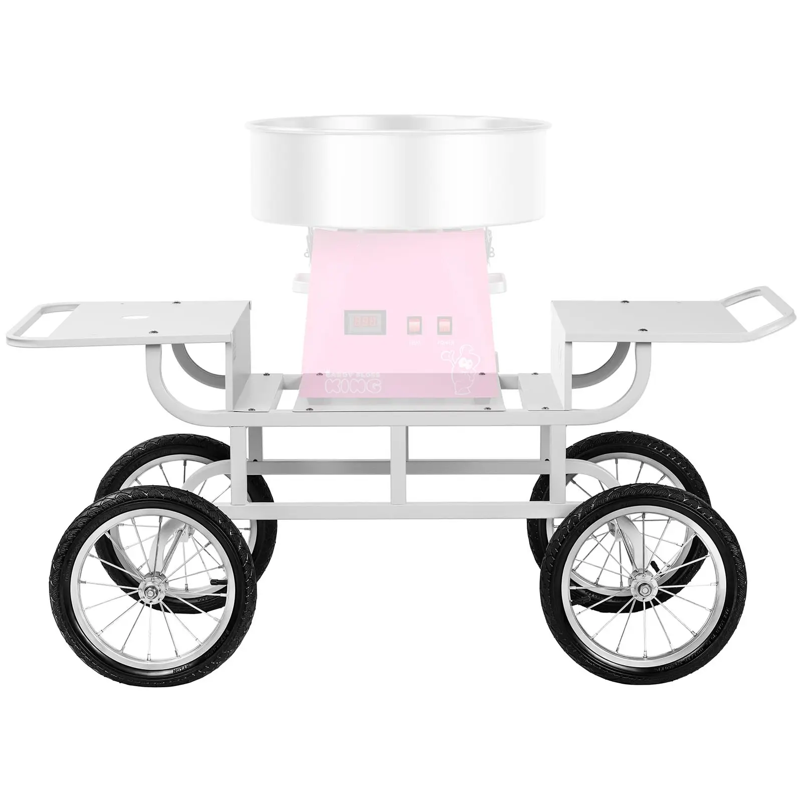 Voziček za stroj za sladkorno peno - 4 kolesa - bela