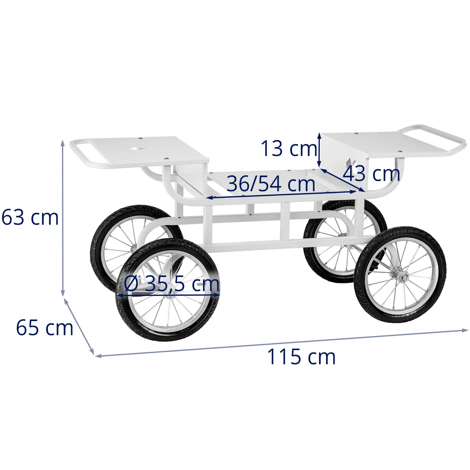 Vagn för sockervaddsmaskin – 4 hjul – vit