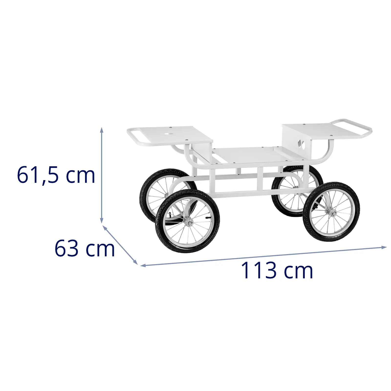 Vagn för sockervaddsmaskin – 4 hjul – vit