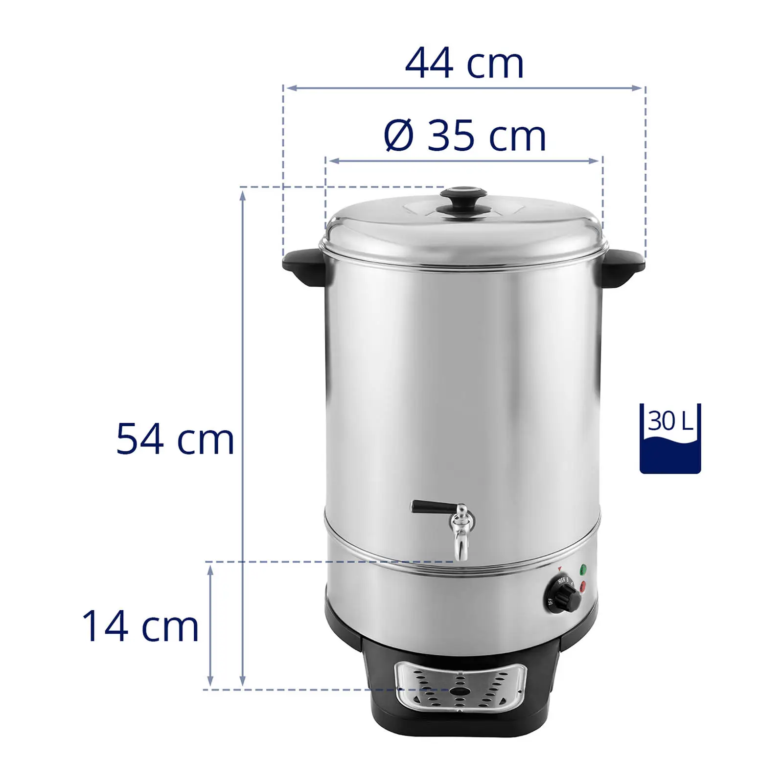 Wasserkocher - 30 L - 2.500 W - Abtropfschale