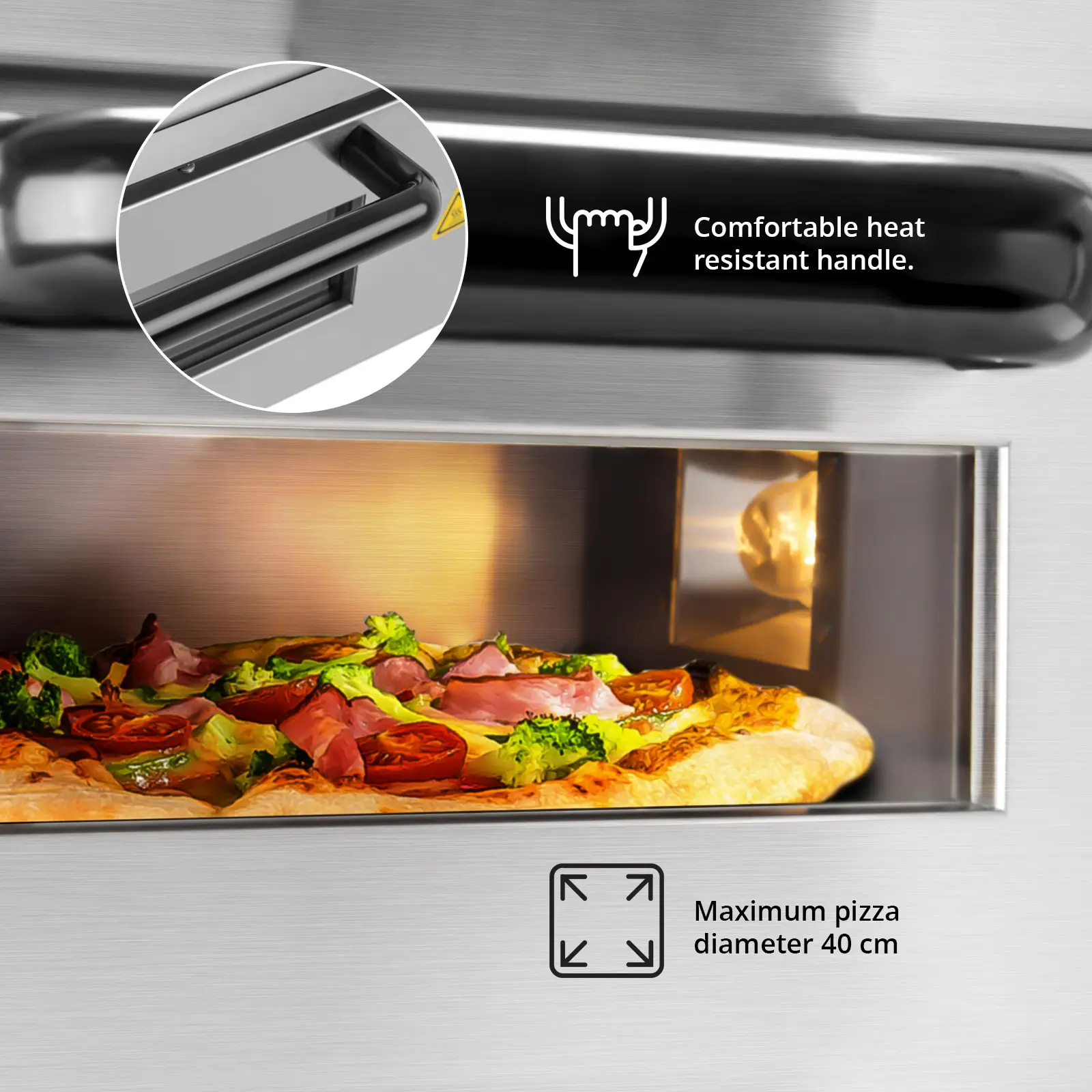 Forno para pizzas - com placa de chamotte - 1 compartimento - 2000 W - Royal Catering