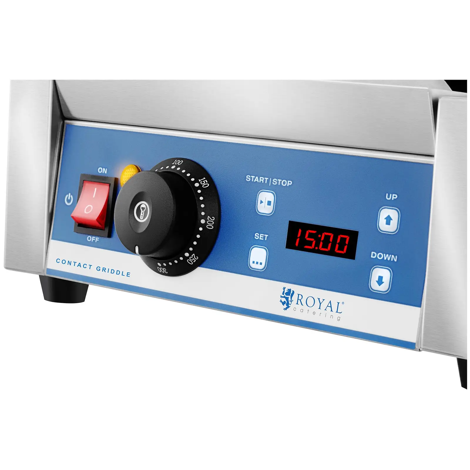 Kontaktní gril - vroubkovaný - 1800 W (Barva: Stříbrná)