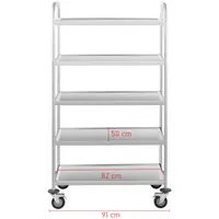 Stainless Steel Serving Trolley - 5 Shelves - Up To 250 kg