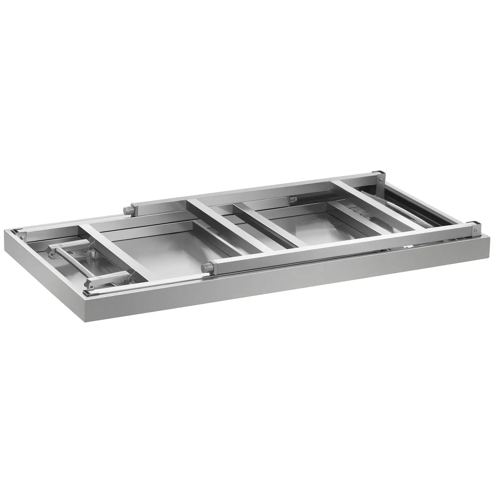 Pracovní stůl z ušlechtilé oceli - PREMIUM - 120 x 60 cm - 120 kg - skládací - Royal Catering (Tloušťka materiálu: 1.2 mm)