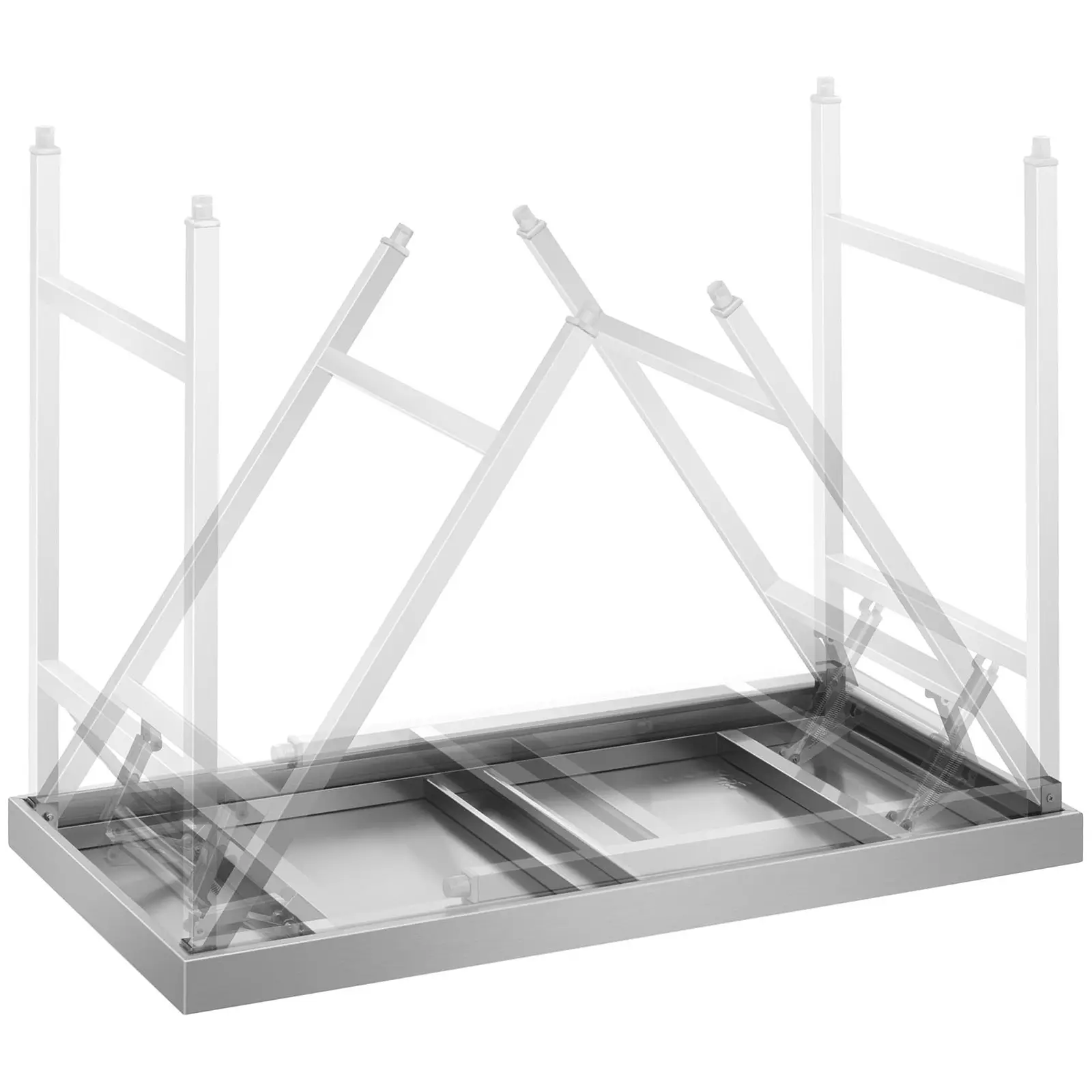 Pracovní stůl z ušlechtilé oceli - PREMIUM - 120 x 60 cm - 120 kg - skládací - Royal Catering (Celková kapacita: 210 kg)