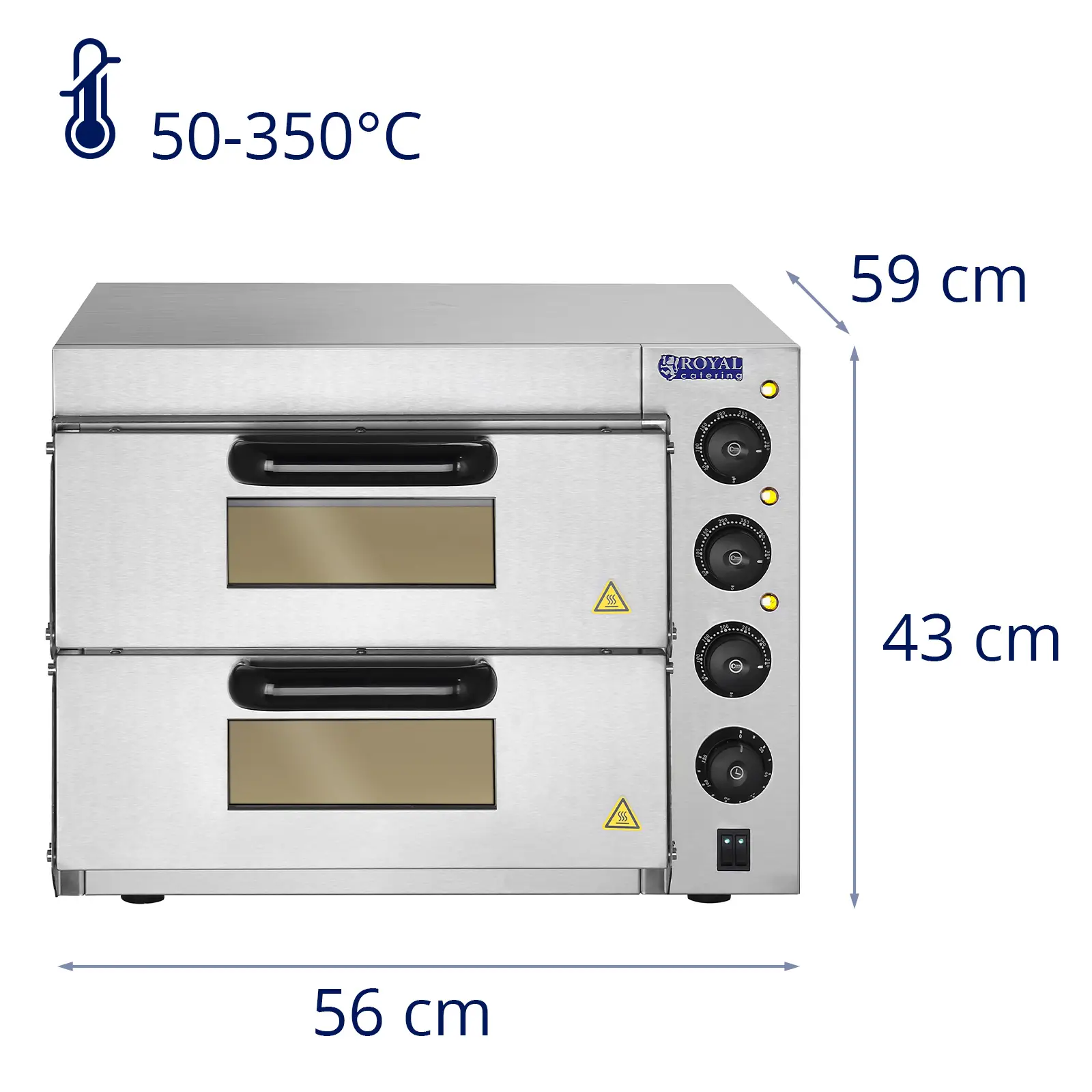 B-Ware Elektro-Pizzaofen - 1+1 x 40 cm - 2 Kammern - 3000 W - 230 V - manuell - Royal Catering