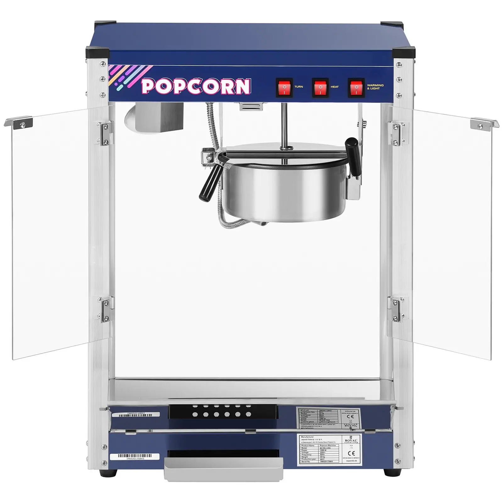 Machine à popcorn - Bleue - 8 oz (Chariot: Non)