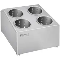 Cutlery container - Stainless steel - With 4 cutlery holders