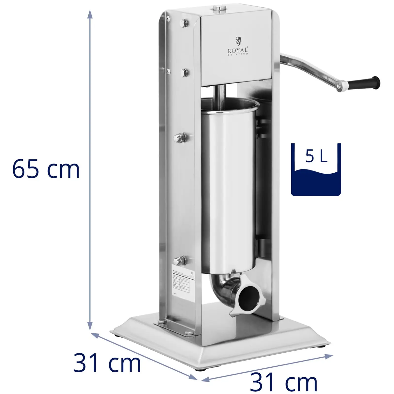 Insaccatrice per salsiccia e salumi - Manuale - 5 L - Verticale - Acciaio inox