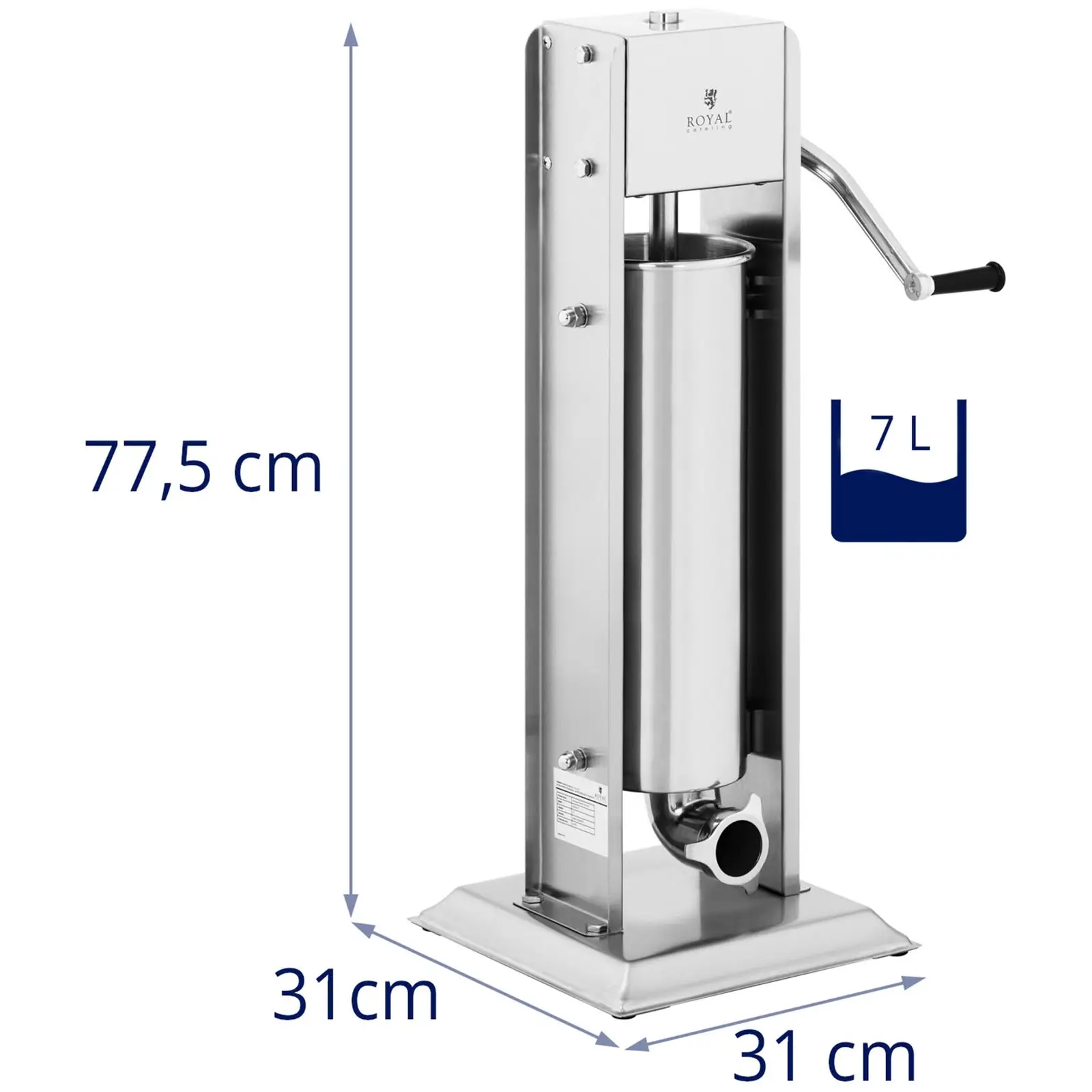 Insaccatrice manuale per salsiccia e salumi - 7 L - Verticale - Acciaio inox