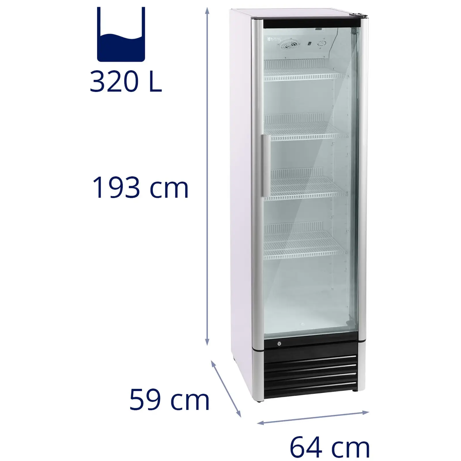 Frigo à boissons - 320 L - LED - Cadre en aluminium (Puissance acoustique: 40 dB)