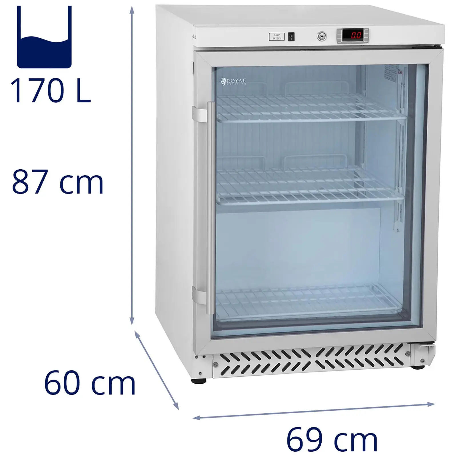 Glastürkühlschrank - Flaschenkühlschrank - 170 L