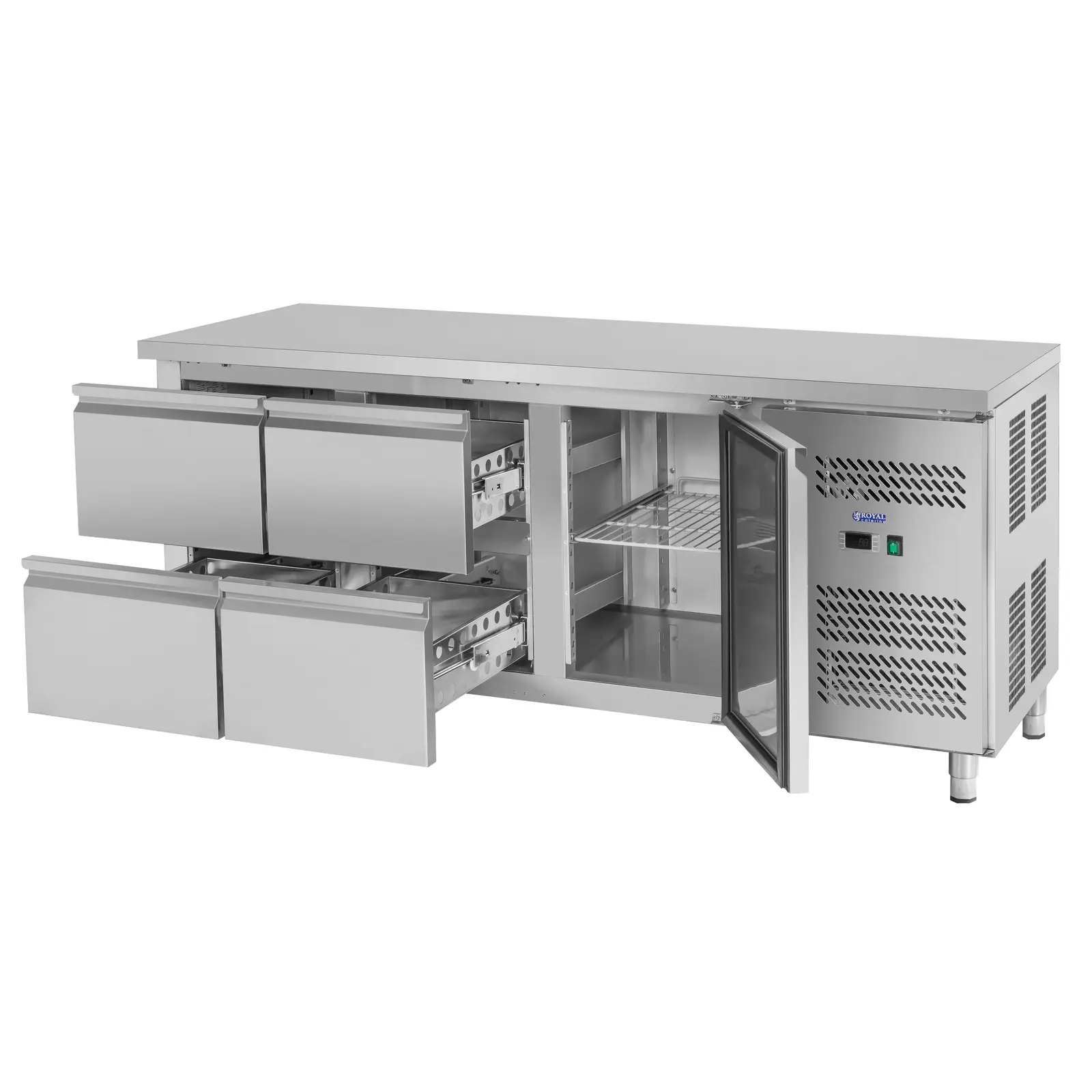 Chladicí stůl - 403 l - 1 přihrádka - 4 zásuvky - 179,5 x 71 cm - třída B - ušlechtilá ocel - Royal Catering (Termostat: Ano)