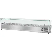 Vitrină frigorifică de tejghea - 200 x 33 cm - 10 containere GN 1/4 - Capac de sticlă