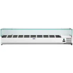 Vitrină frigorifică de tejghea - 200 x 33 cm - 10 containere GN 1/4 - Capac de sticlă