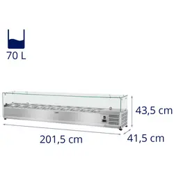 Kølevitrine - 200 x 33 cm - glasoverdækning