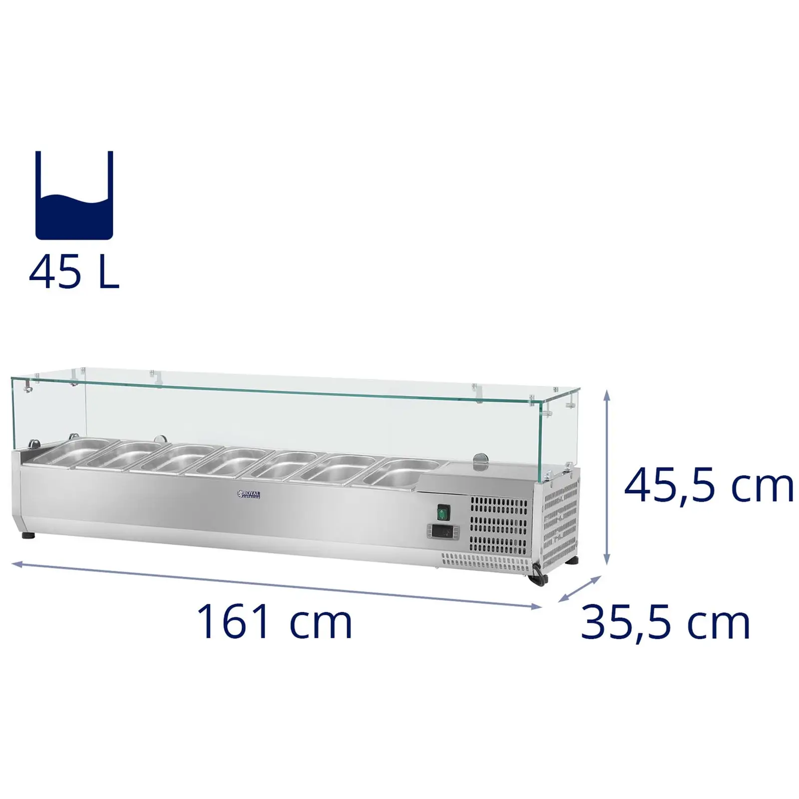 Seconda Mano Vetrina refrigerata - 160 x 33 cm - Copertura in vetro