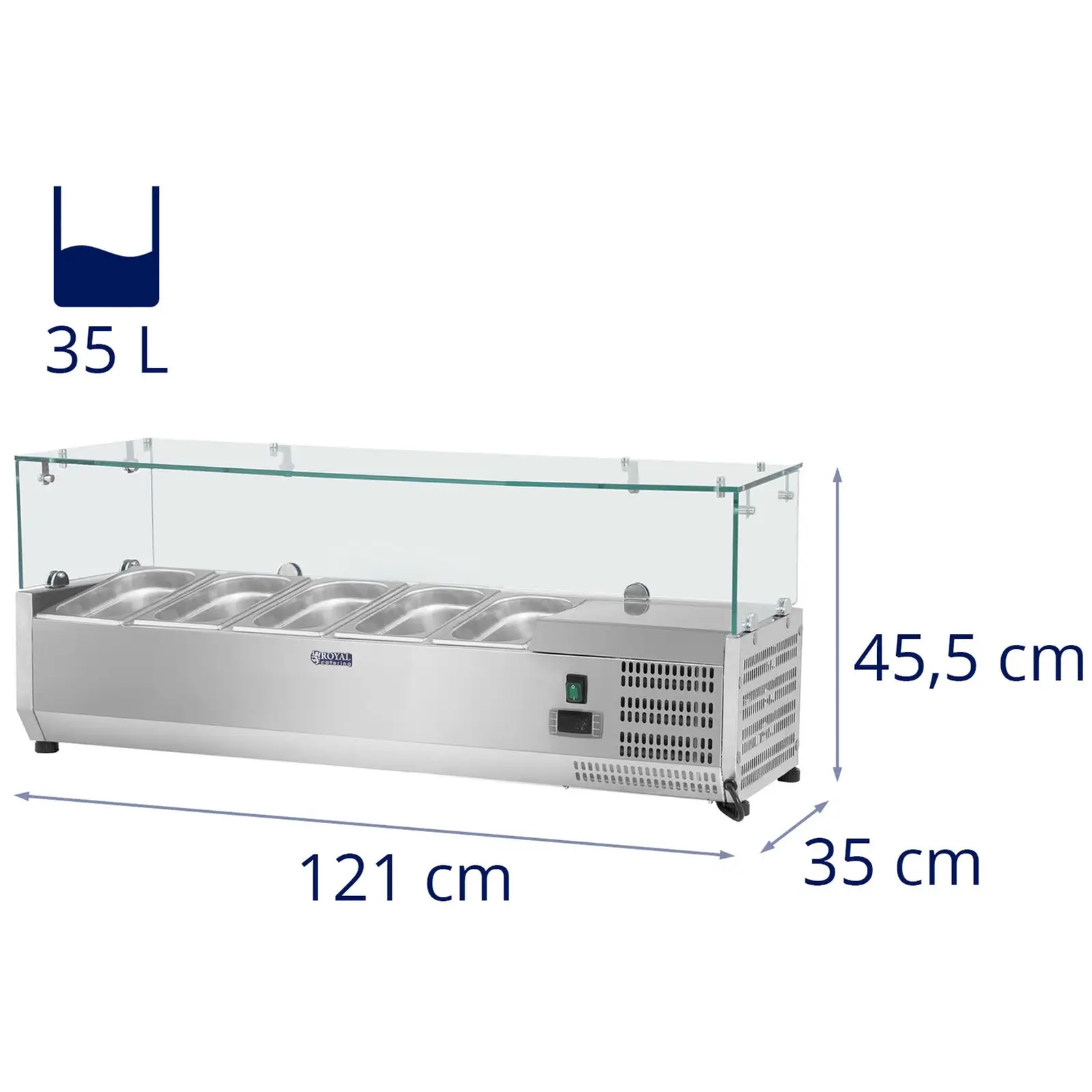 Countertop Refrigerated Display Case - 120 x 33 cm - Glass Cover