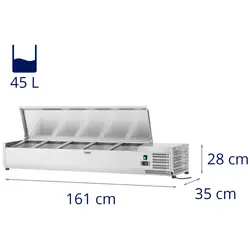 Countertop Refrigerated Display Case - 160 x 33 cm - 7 GN 1/4 Containers