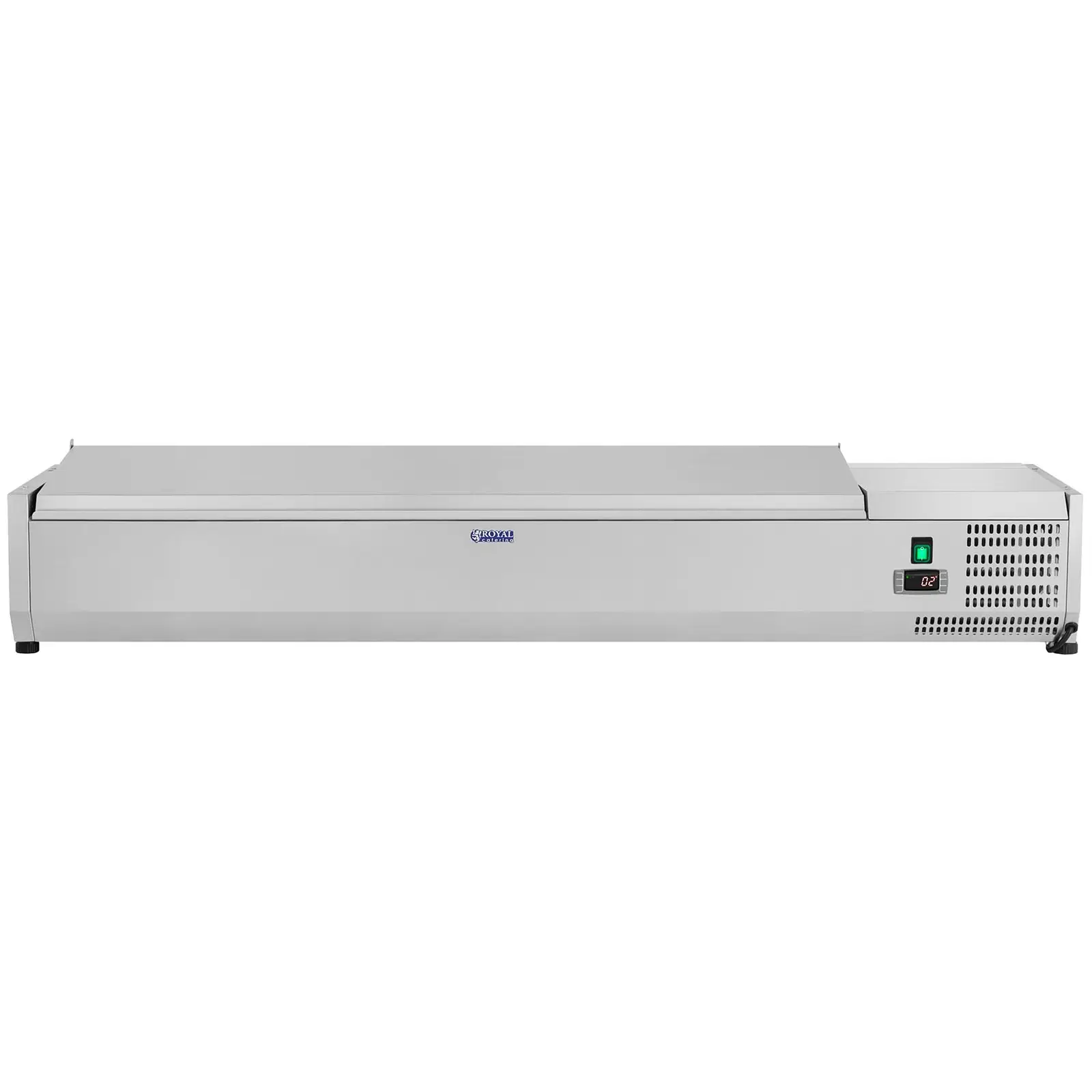 Saladette à poser - 150 x 33 cm - 7 bacs GN 1/4 (Volume: 44 l)