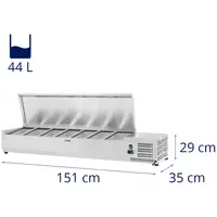Kjølvitrine - 150 x 33 cm - 7 GN 1/4 Beholdere