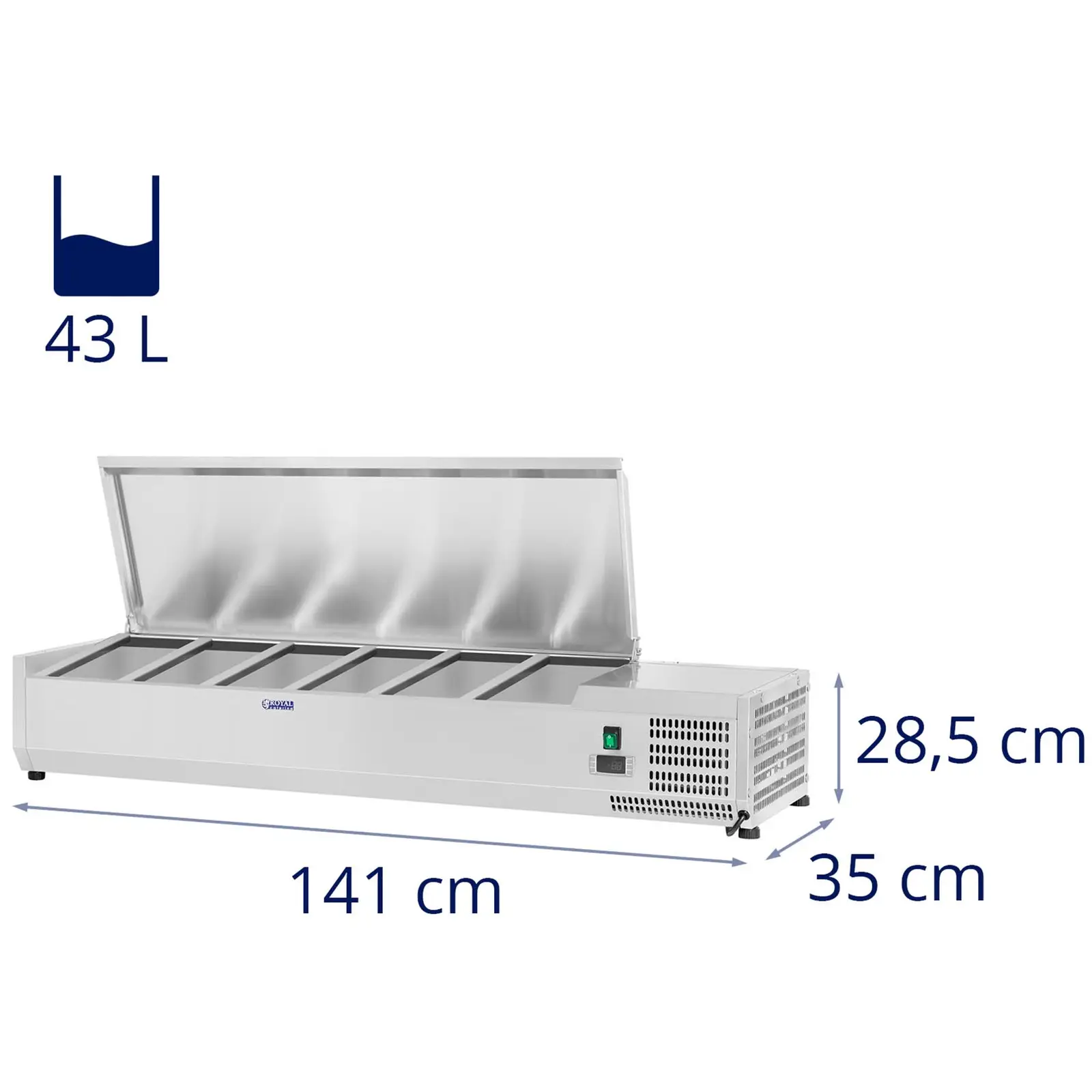 Хладилна витрина - 140 x 33 см - 6 контейнера GN 1/4