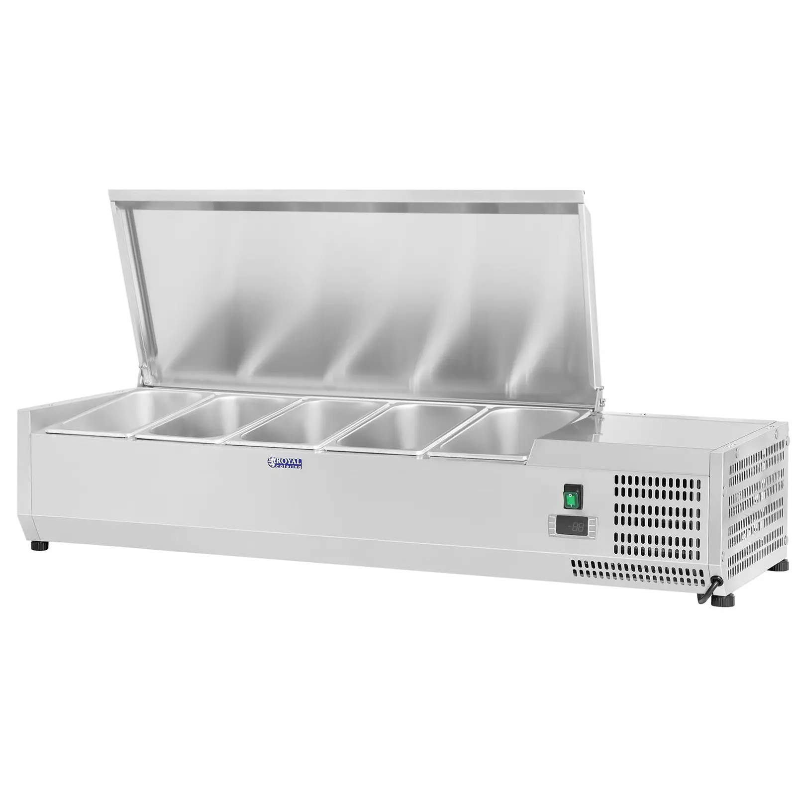 Настолна хладилна витрина - 120 x 33 см - 5 GN 1/4 контейнера